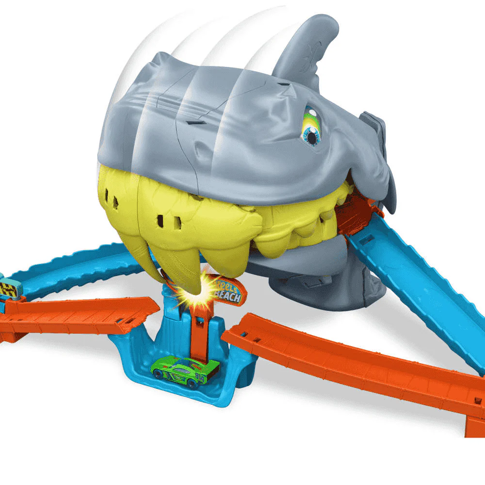 Hot Wheels City Shark Chomp Beach Playa del Tiburón Mordedor Conjunto de Juego - Image 4