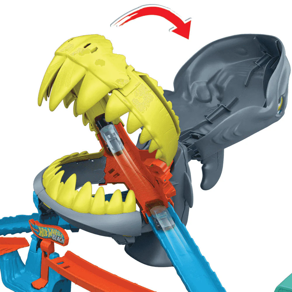 Hot Wheels City Shark Chomp Beach Playa del Tiburón Mordedor Conjunto de Juego - Image 5