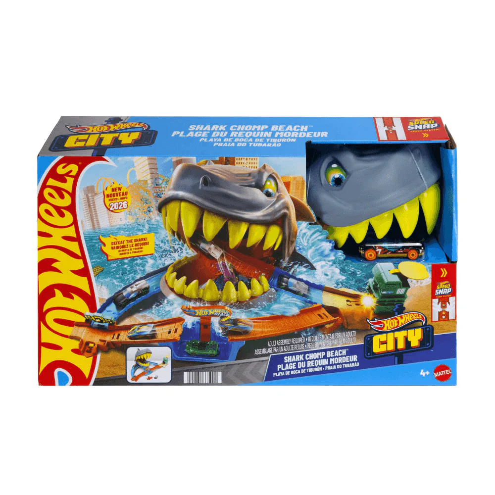 Hot Wheels City Shark Chomp Beach Playa del Tiburón Mordedor Conjunto de Juego - Image 6