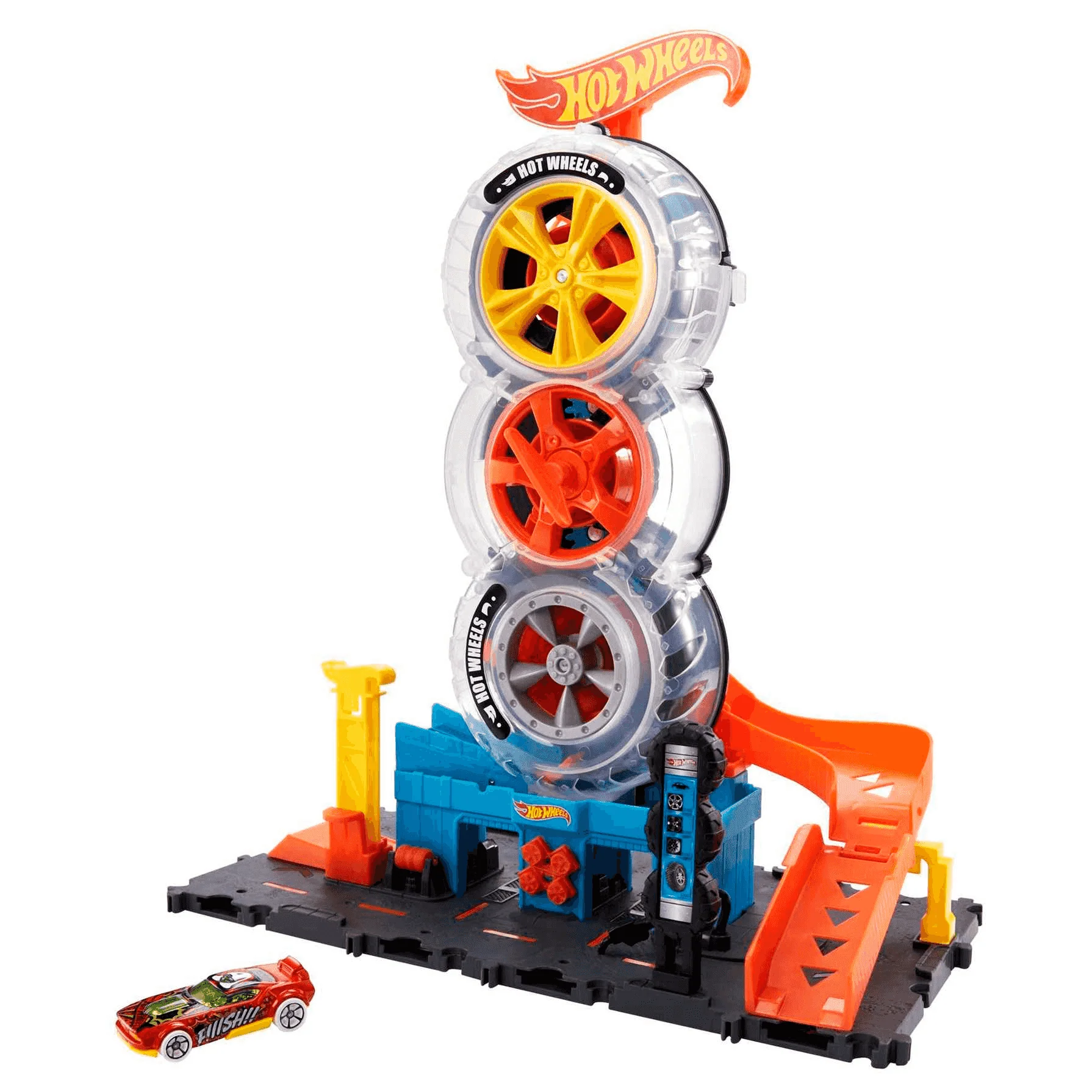 Hot Wheels City Tienda de neumáticos pistas para coches de juguete 4 años