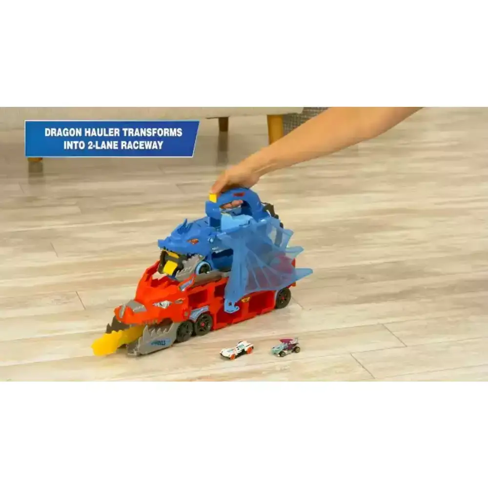 Hot Wheels Dragón Transportador con Ataque Doble – Pista transformable con 2 coches - Image 3