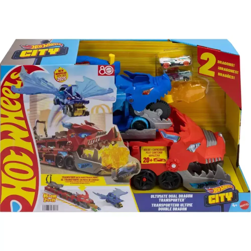 Hot Wheels Dragón Transportador con Ataque Doble – Pista transformable con 2 coches - Image 4