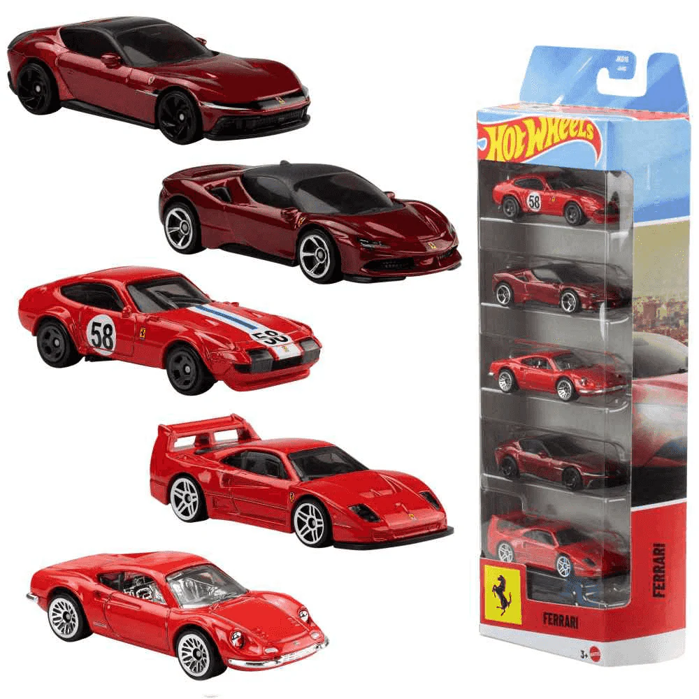 Hot Wheels Ferrari pack de 5 coches metálicos 1:64