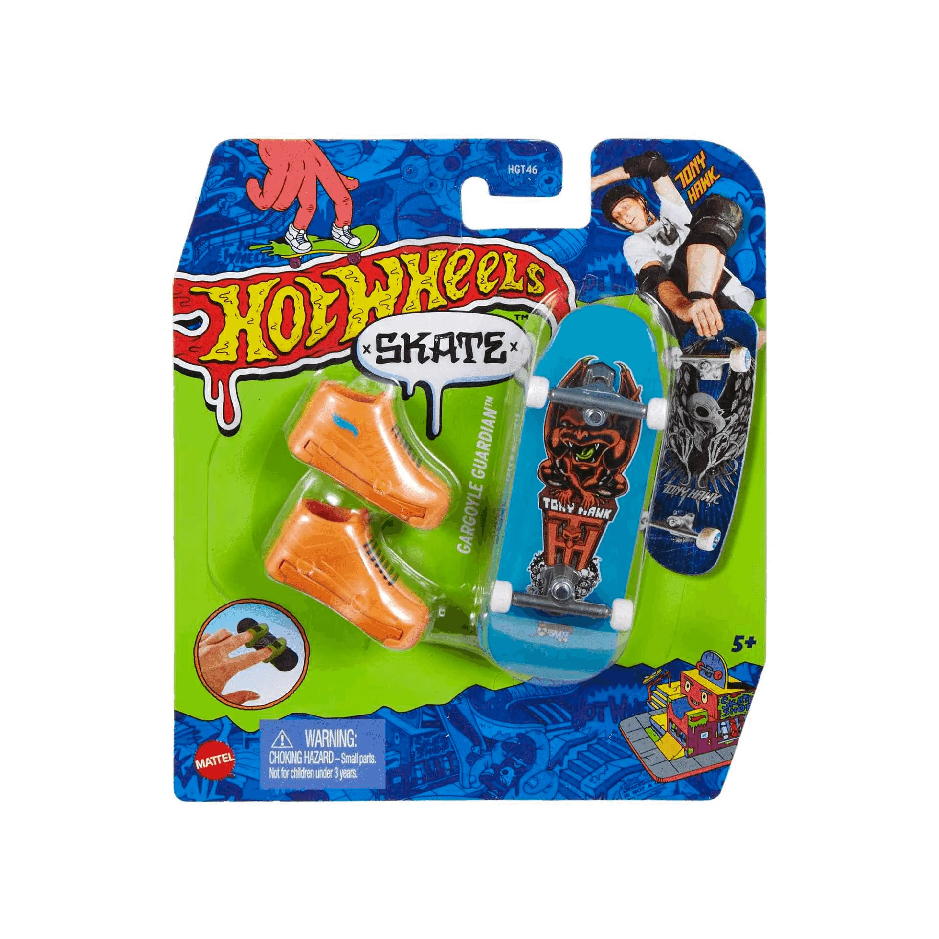 Hot Wheels Monopatín de juguete Tabla de skate con zapatillas para dedos, modelos surtidos, +5 años
