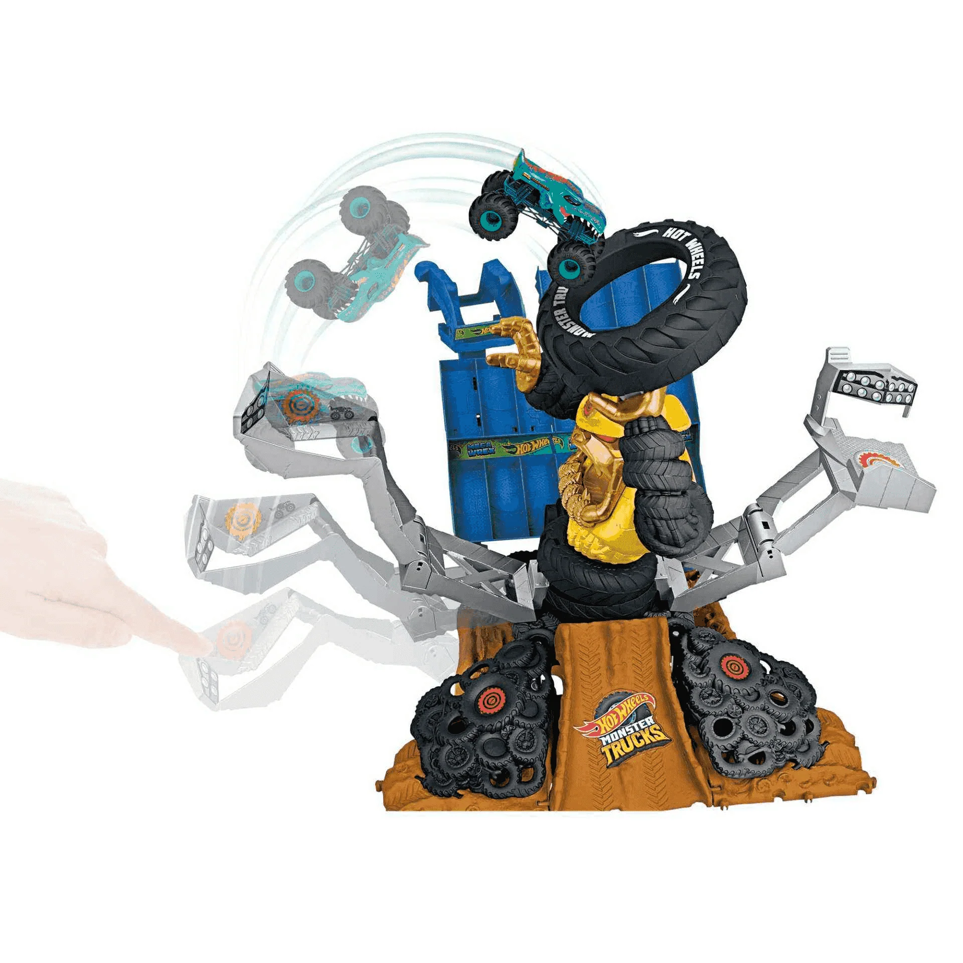 Hot Wheels Monster Trucks Arena Smashers Mega-Wrex contra Crushzilla Takedown con camión de juguete - Image 2