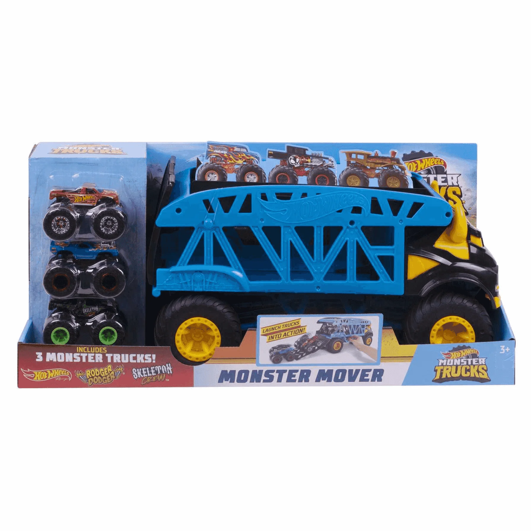 Hot Wheels Monster Trucks Camión Monster Mover Vehículo transportador de coches, incluye 3 coches de - Image 6