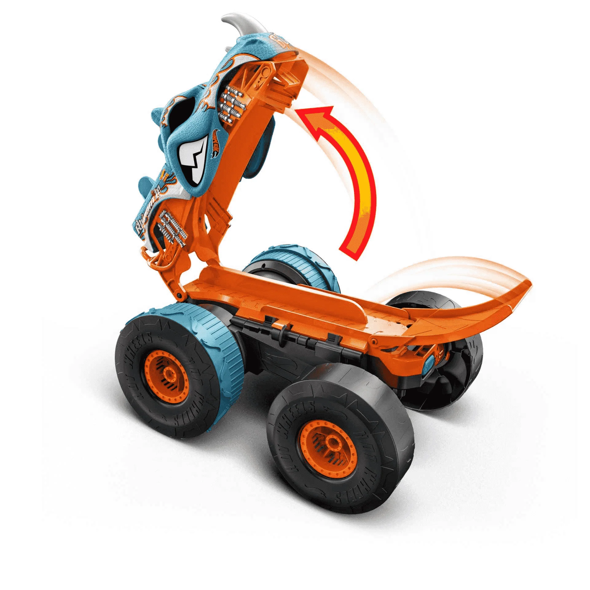Hot Wheels Monster Trucks HW Transforming Rhinomite RC a escala 1:12 con camión de juguete Race Ace - Image 4