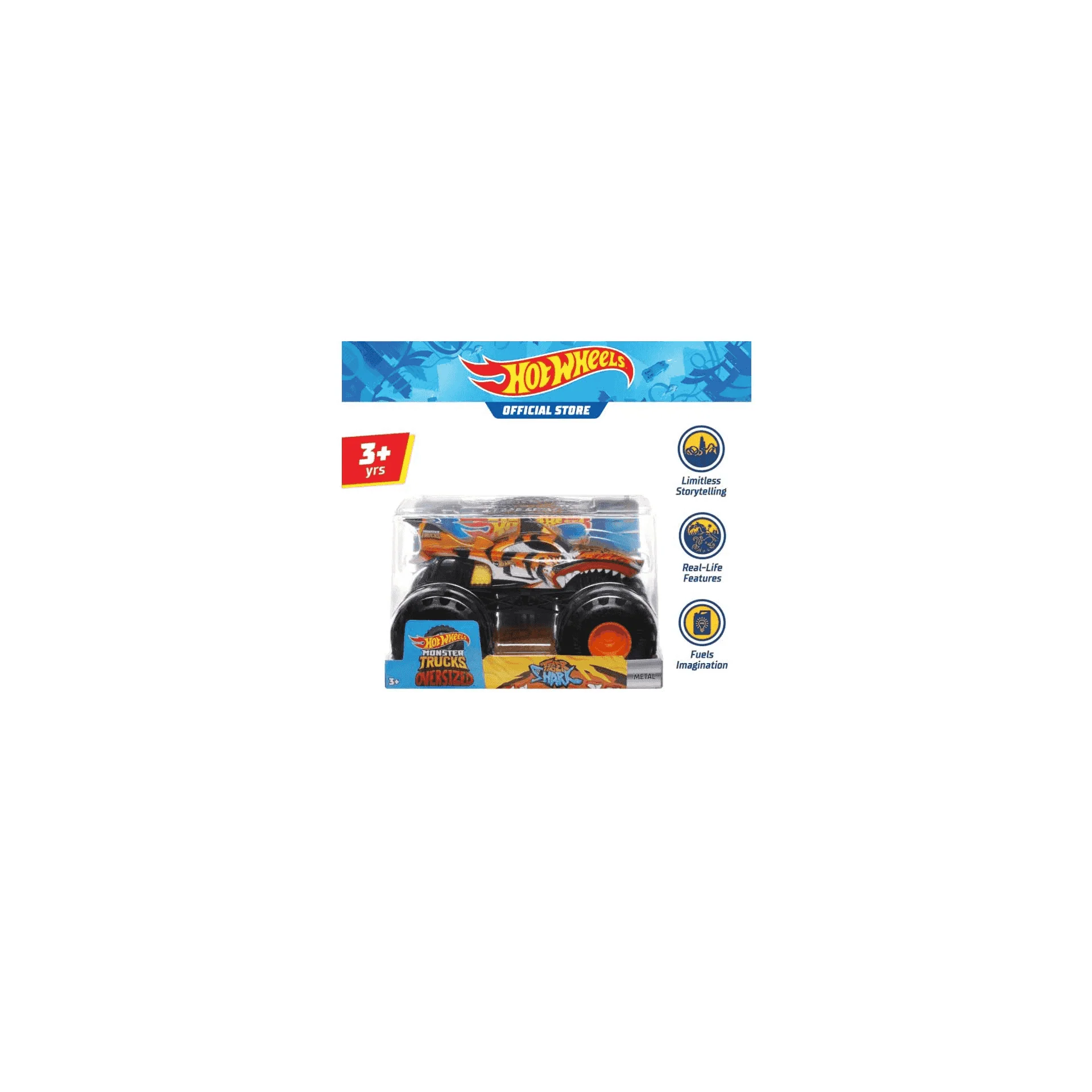 Hot Wheels Monster Trucks Tiburón Tigre de Gran Tamaño HWG91 - Image 2