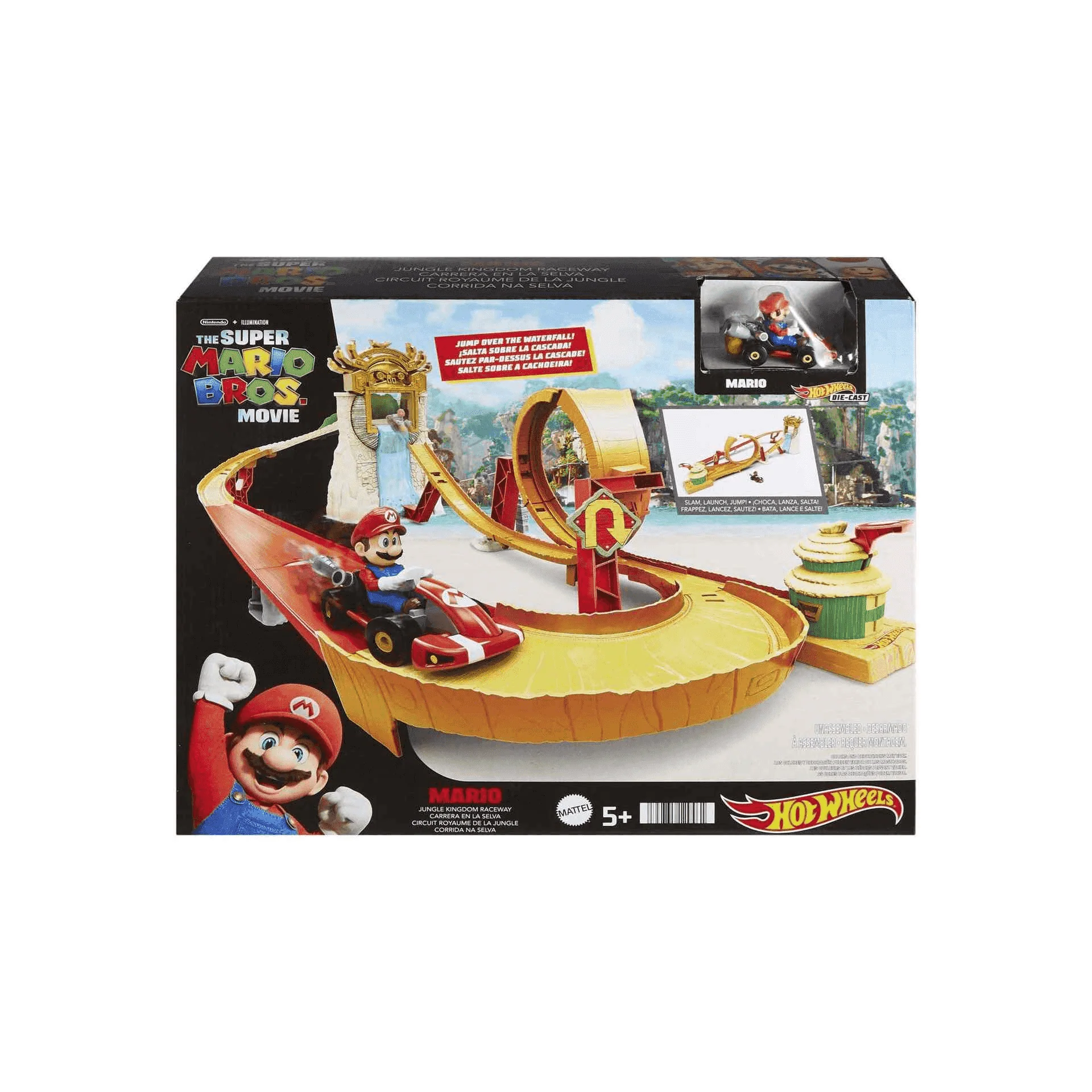 Hot Wheels Super Mario Bros Isla Kong Pista para coches de juguete 3 años (Mattel HMK49)