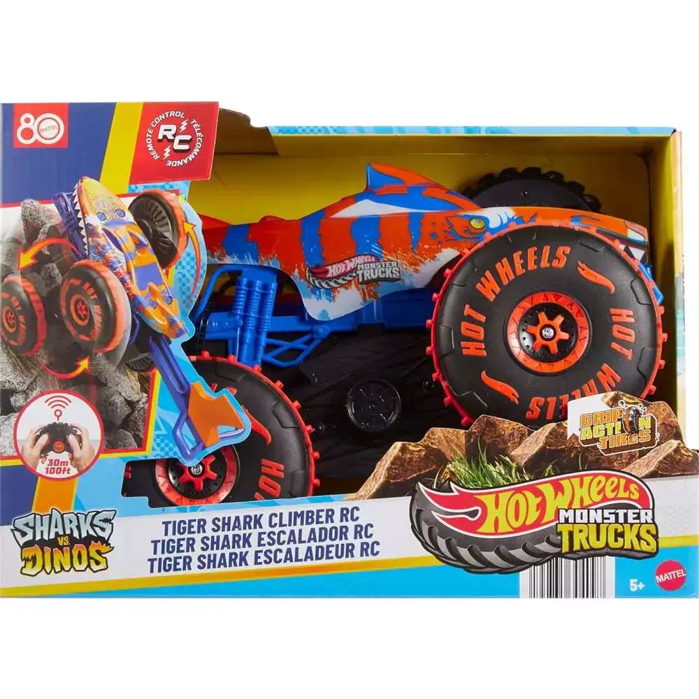 Hot Wheels Monster Trucks Tiger Shark RC Escalador – 3 modos: carrera, escalada y frenético - Image 2