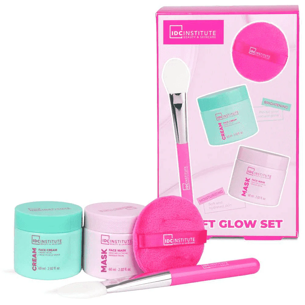 IDC Institute Glissy Face Masks Set Kit Facial con Crema, Mascarilla y Accesorios
