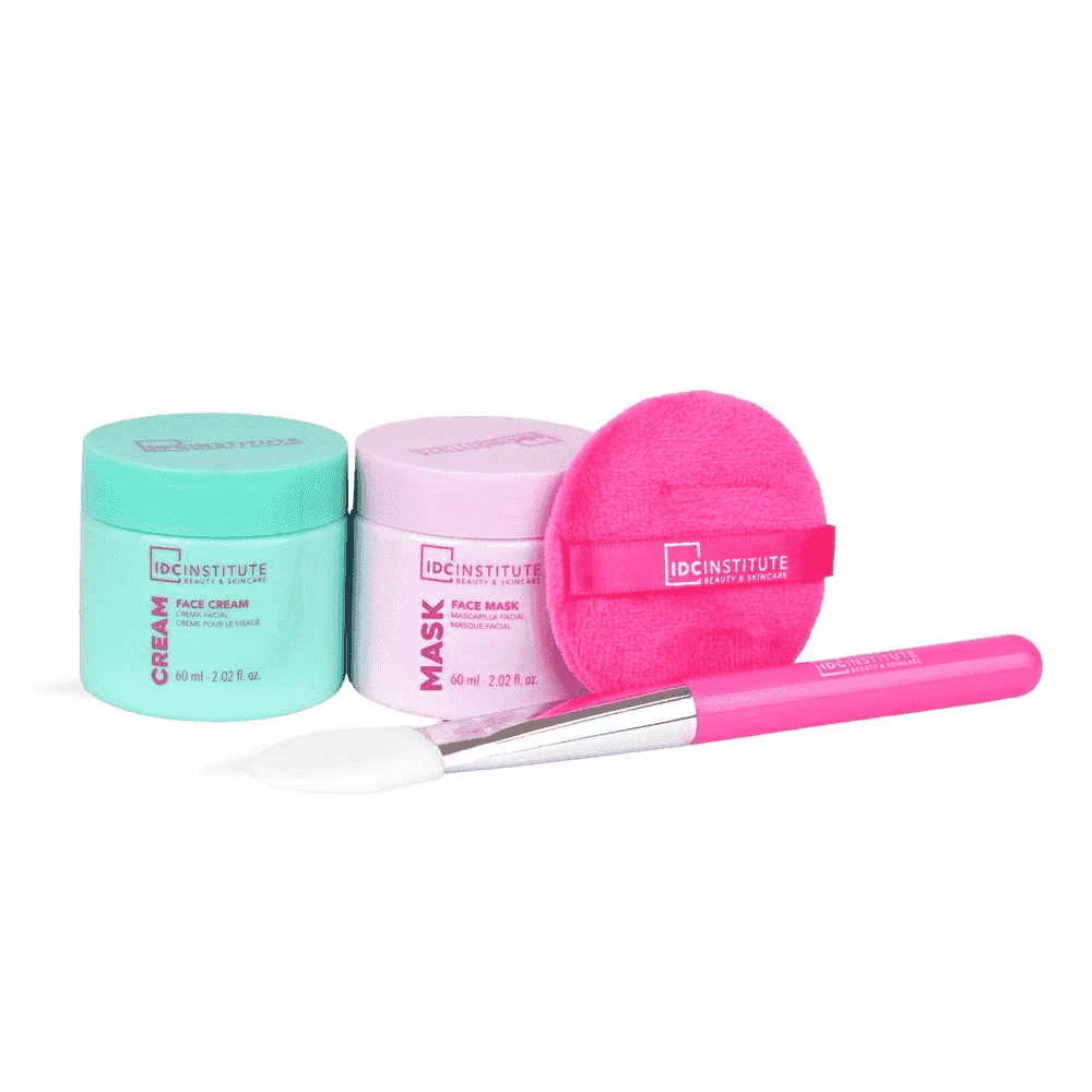 IDC Institute Glissy Face Masks Set Kit Facial con Crema, Mascarilla y Accesorios - Image 2