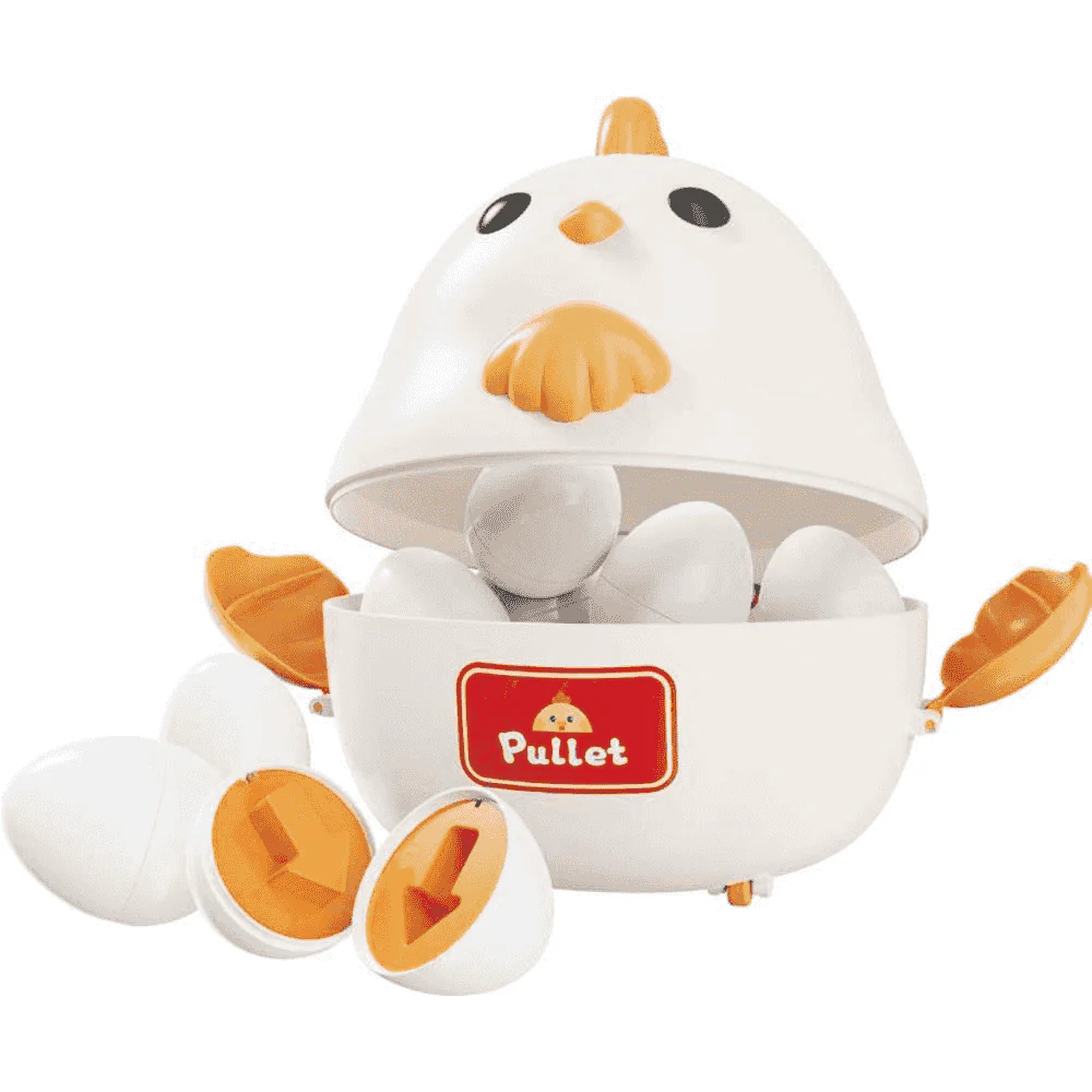 Infant Planet Gallinita Huevos Educativos – Juego de encaje con 12 huevos y tarjetas (18m+)