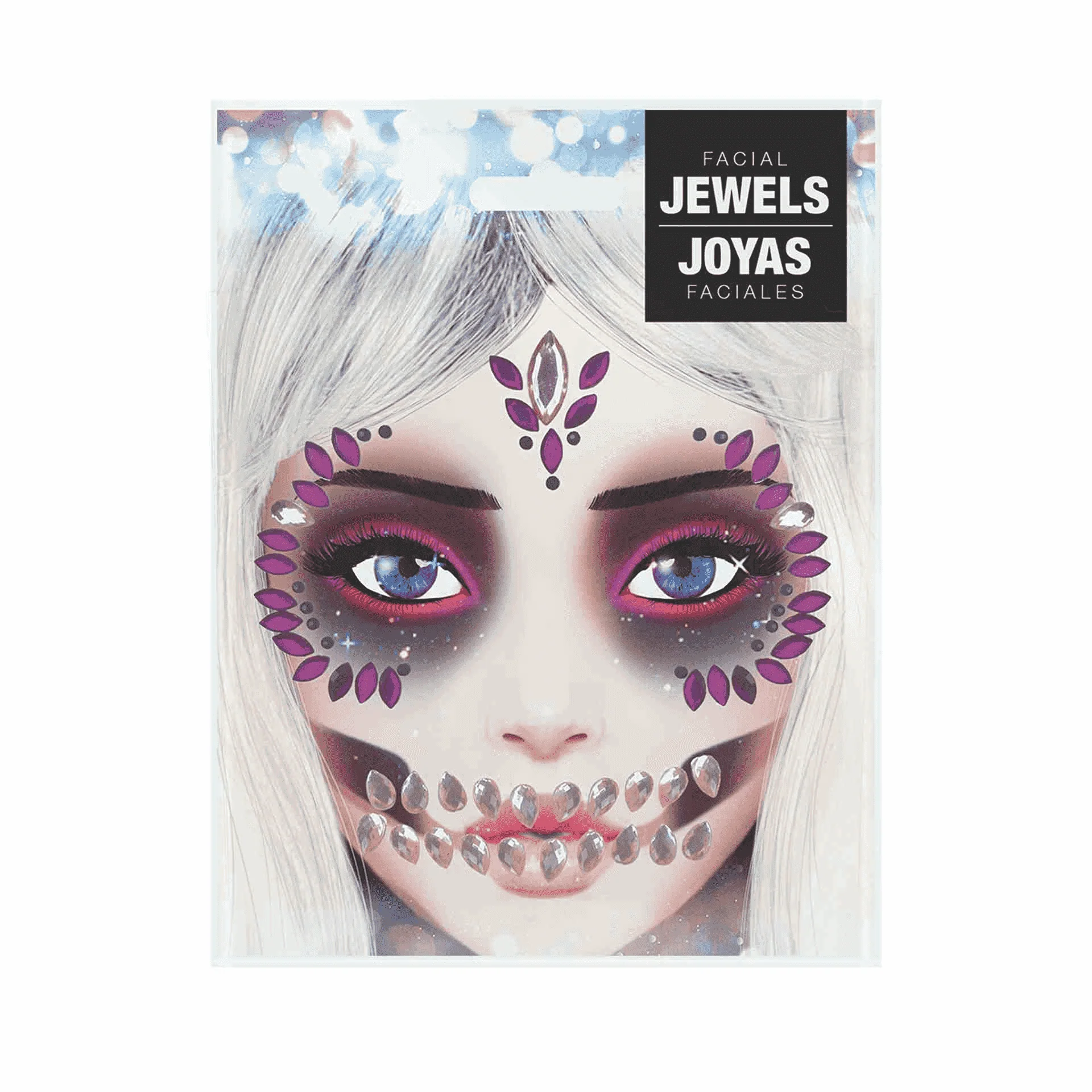 Joyas Faciales Adhesivas Calavera Lila