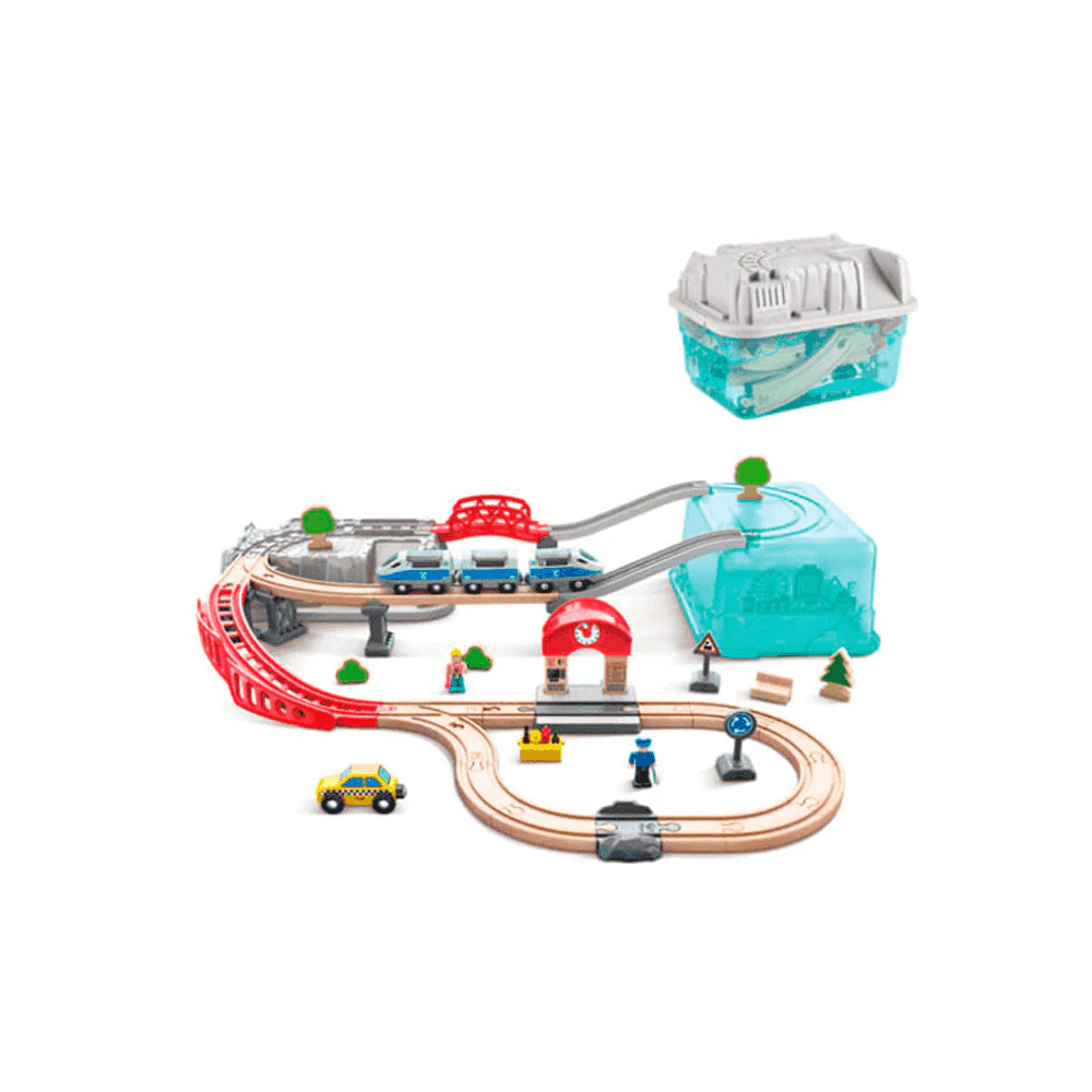 Juego de bloques de construcción Tren Urbano – Set de ciudad con vías y vehículos (Eurekakids)