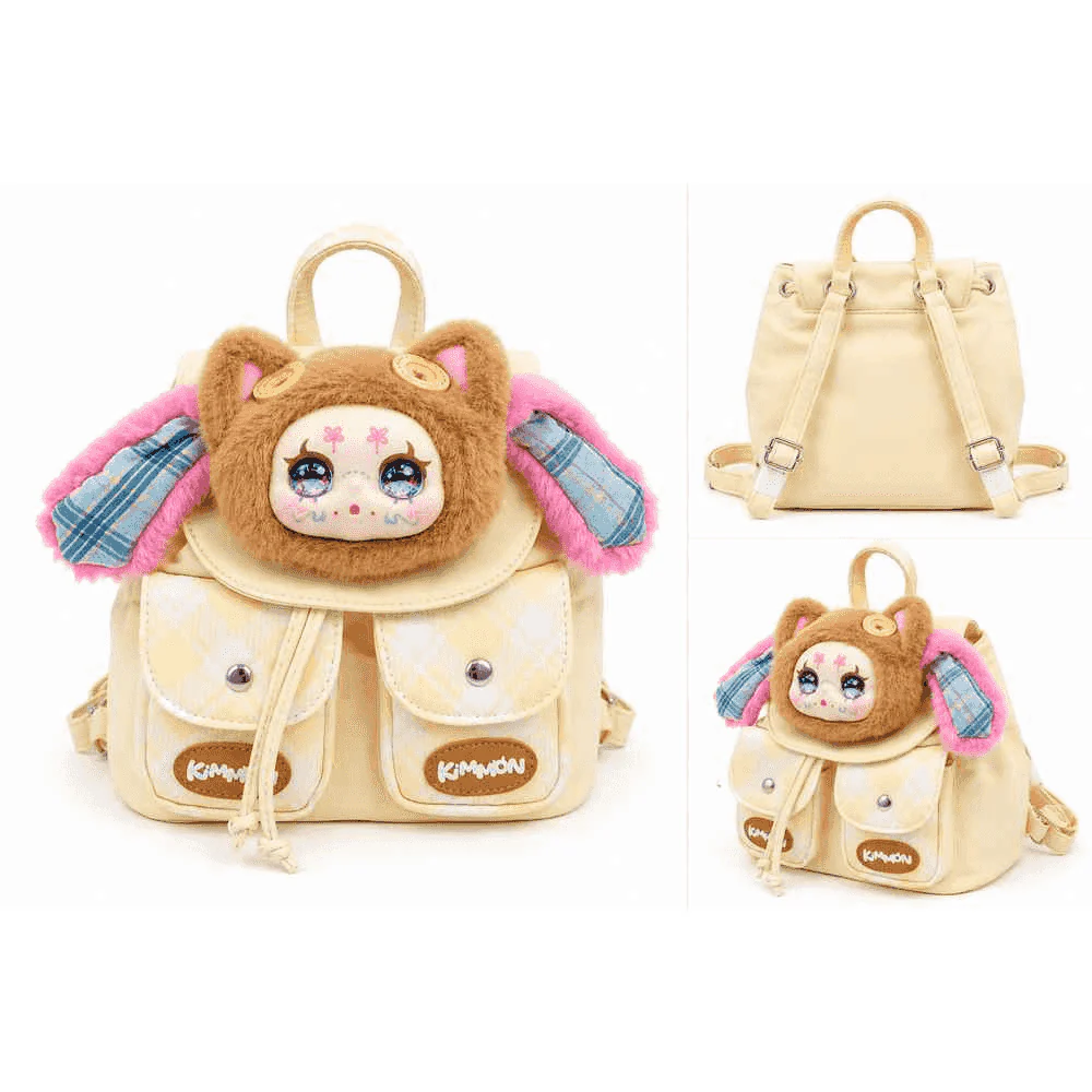 Kimmon Mochila Amarilla con Detalles de Peluche