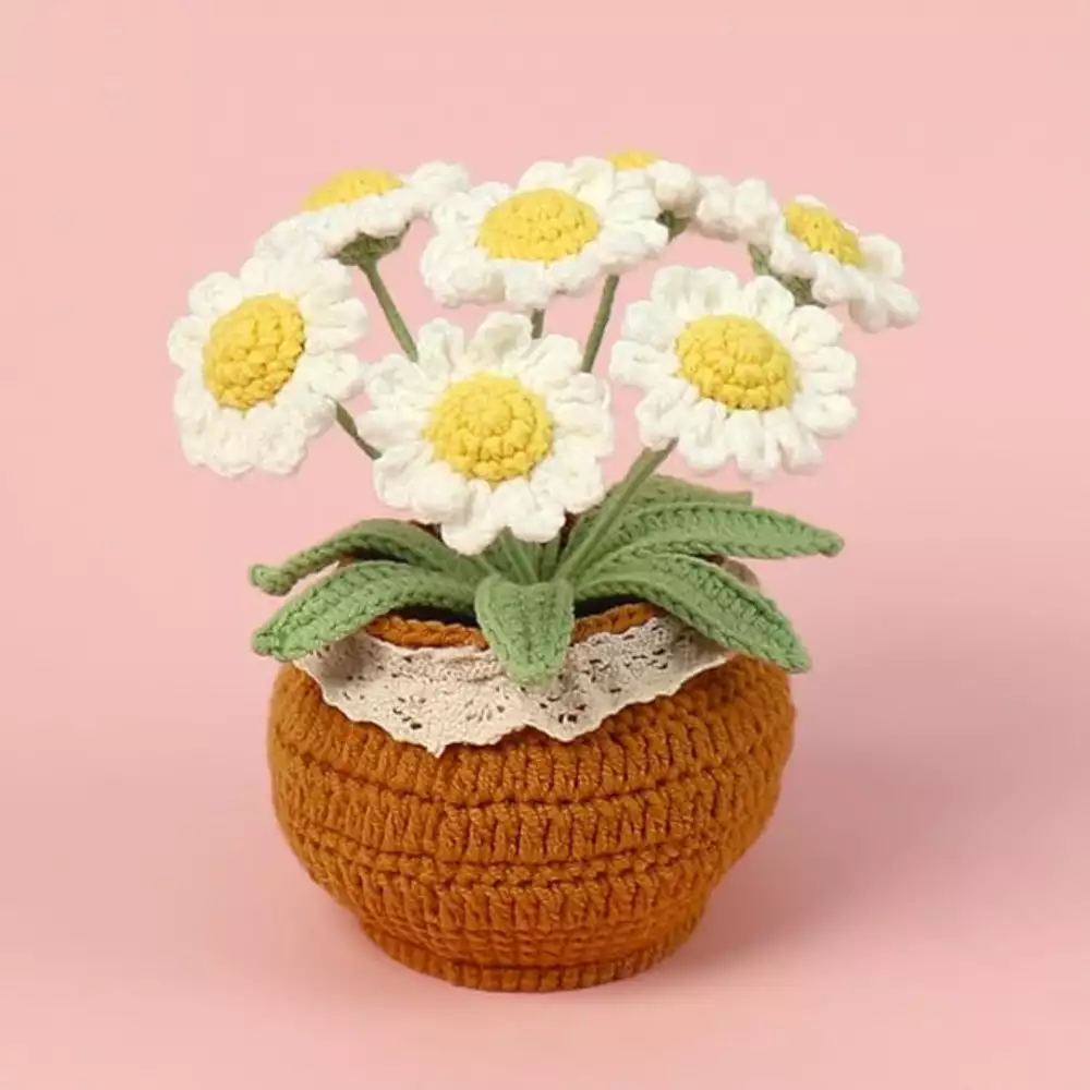 Kit ganchillo maceta margaritas set creativo
