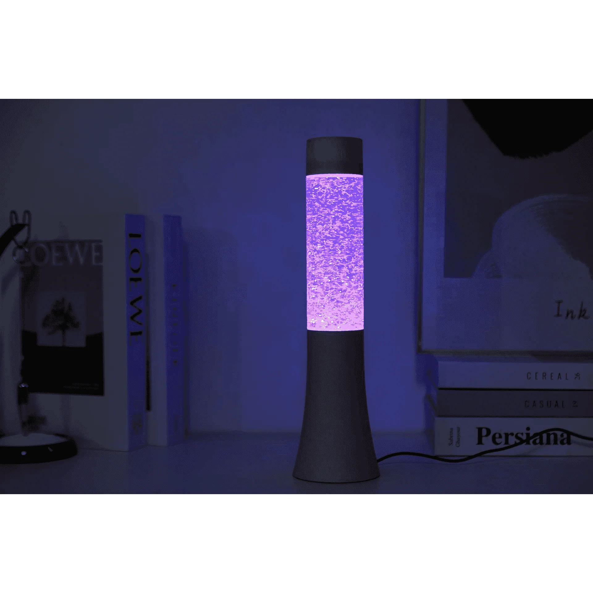 Lámpara de lava LED con purpurina – Rosa pastel – 33,5 cm - Image 2