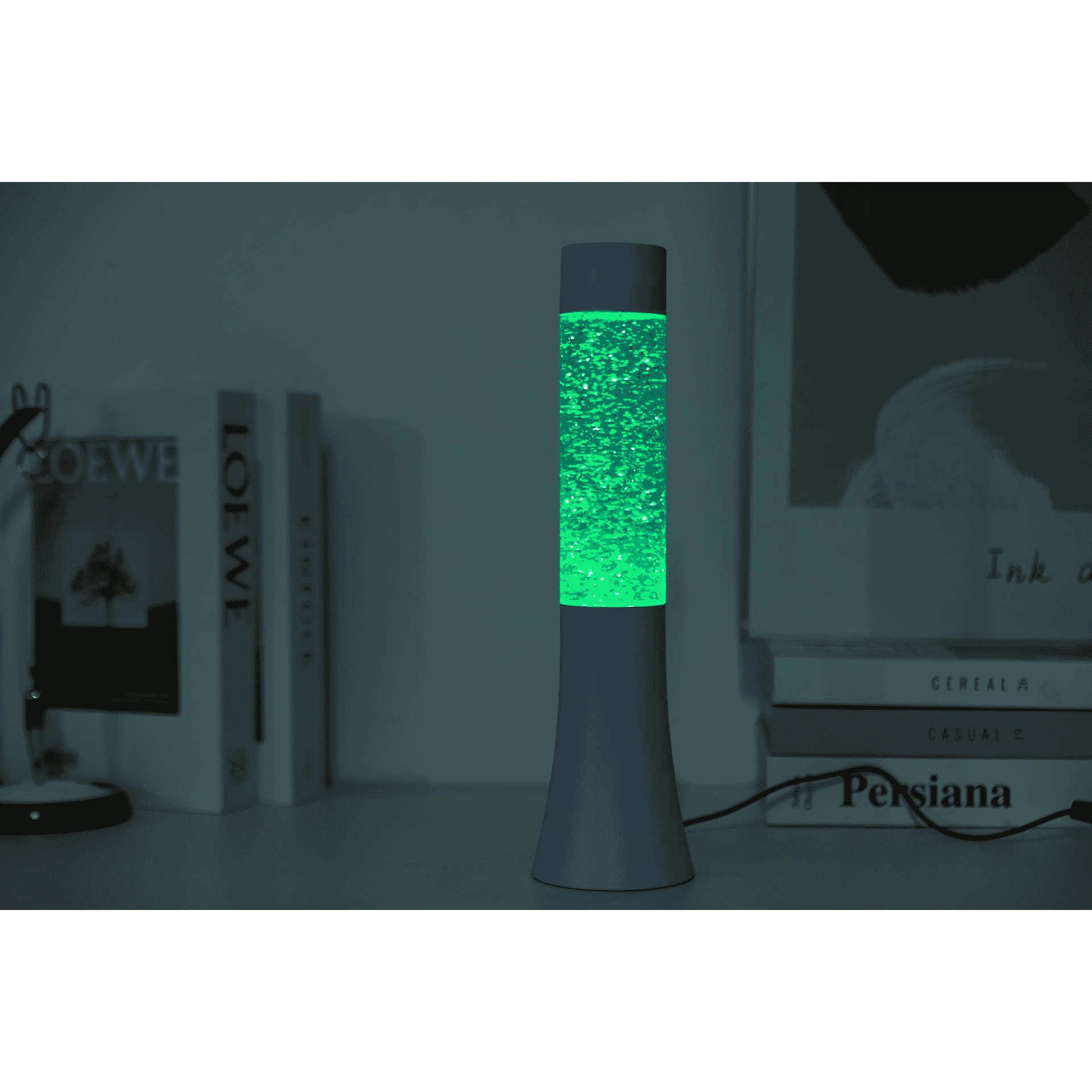 Lámpara de lava LED con purpurina – Violeta pastel – 33,5 cm - Image 2