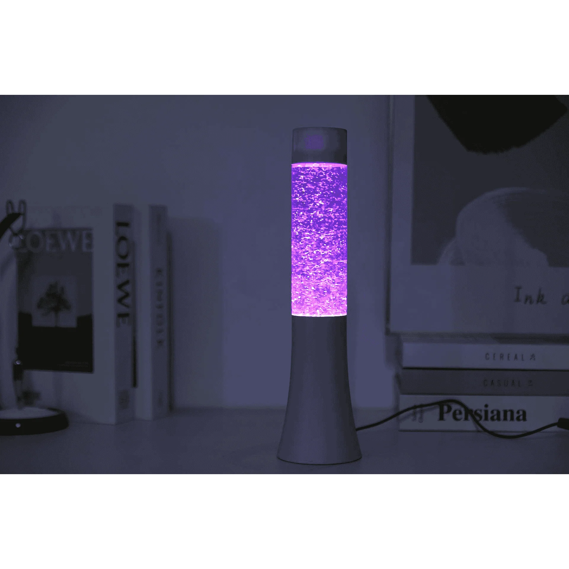 Lámpara de lava LED con purpurina – Violeta pastel – 33,5 cm - Image 4