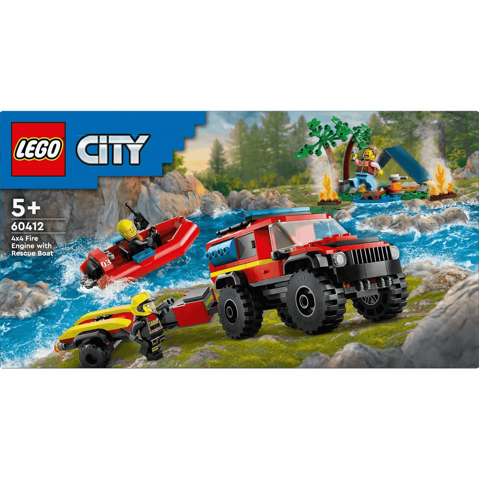 LEGO City Camión de Bomberos 4x4 con Barco de Rescate Juguete 60412 - Image 3