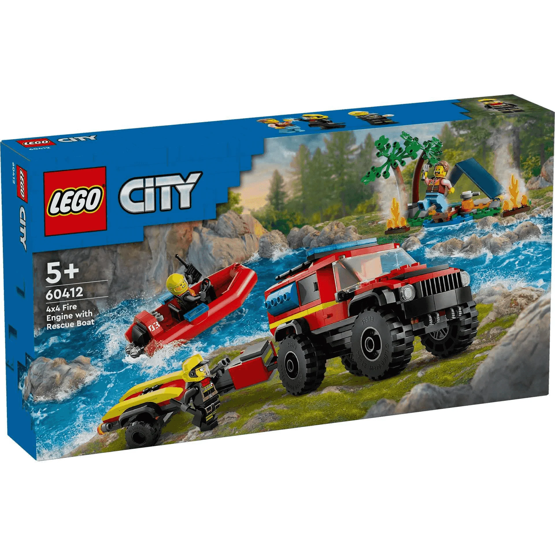 LEGO City Camión de Bomberos 4x4 con Barco de Rescate Juguete 60412 - Image 5