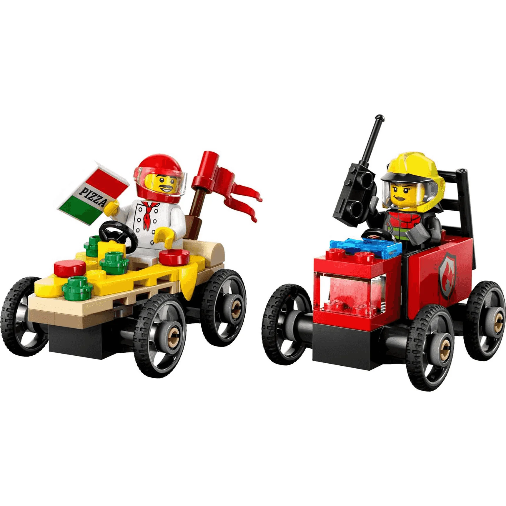 LEGO City Pack de Coches de Carreras: Pizza vs. Camión de Bomberos 60458
