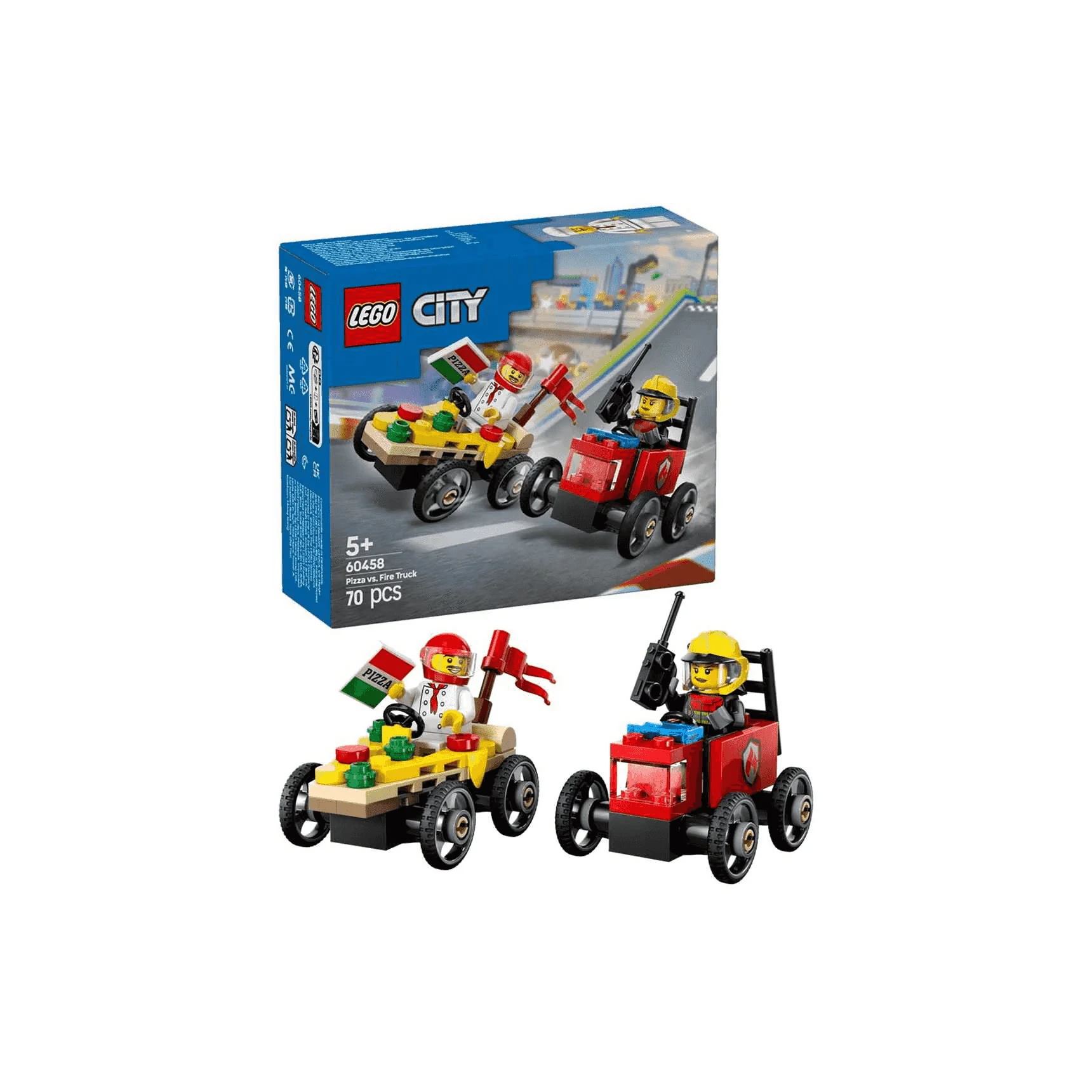 LEGO City Pack de Coches de Carreras: Pizza vs. Camión de Bomberos 60458 - Image 2