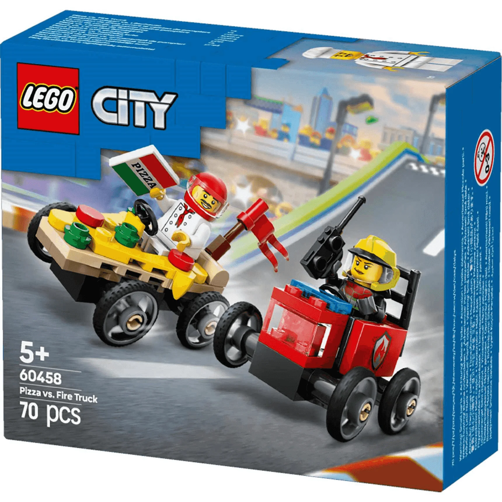 LEGO City Pack de Coches de Carreras: Pizza vs. Camión de Bomberos 60458 - Image 3