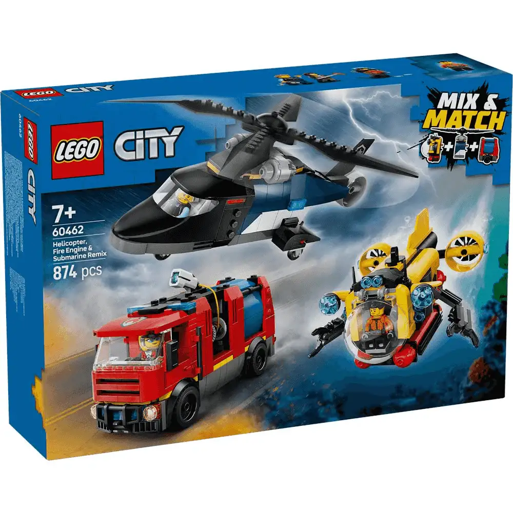 LEGO City Remix: Helicóptero, Camión de Bomberos y Submarino 60462