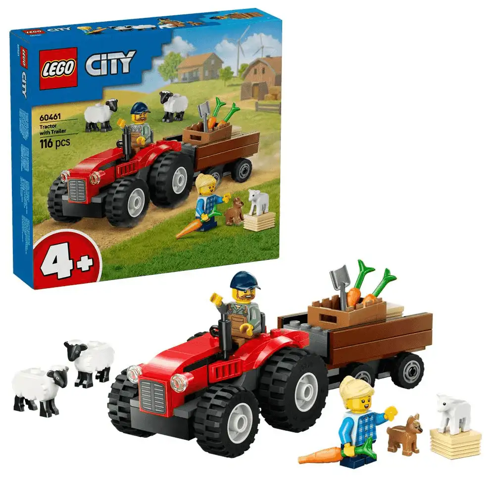 LEGO City Tractor Rojo con Remolque y Oveja Juguete 60461