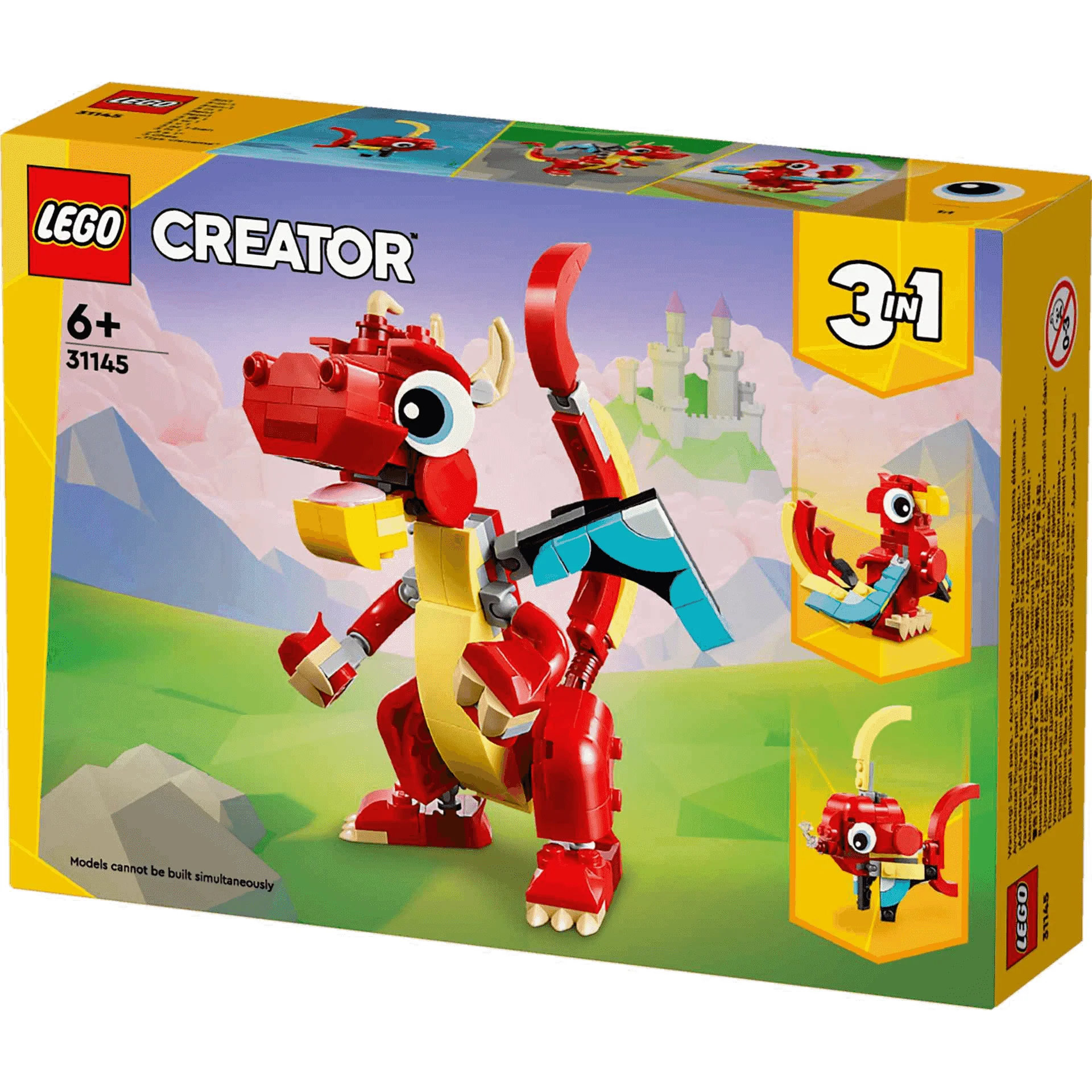 LEGO Creator Dragón Rojo Set de juguetes 3en1 de animales 31145 - Image 4