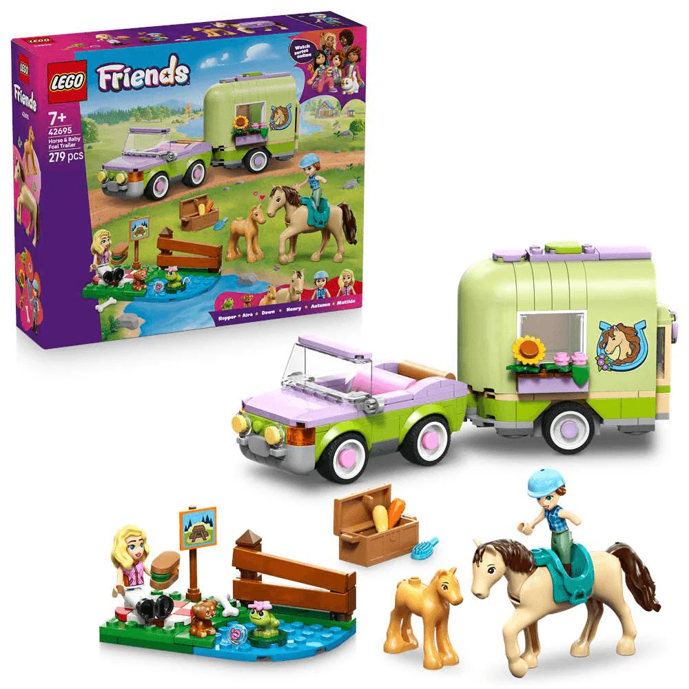LEGO Friends Remolque para Caballo y Potrillo – Set de construcción con animales (42695)