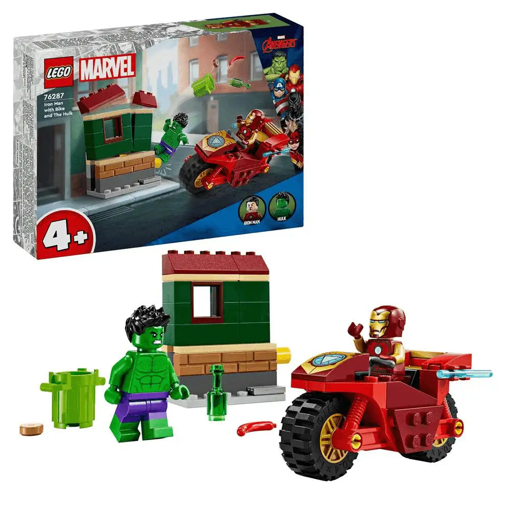 LEGO Marvel Iron Man con Moto y Hulk Juego 76287