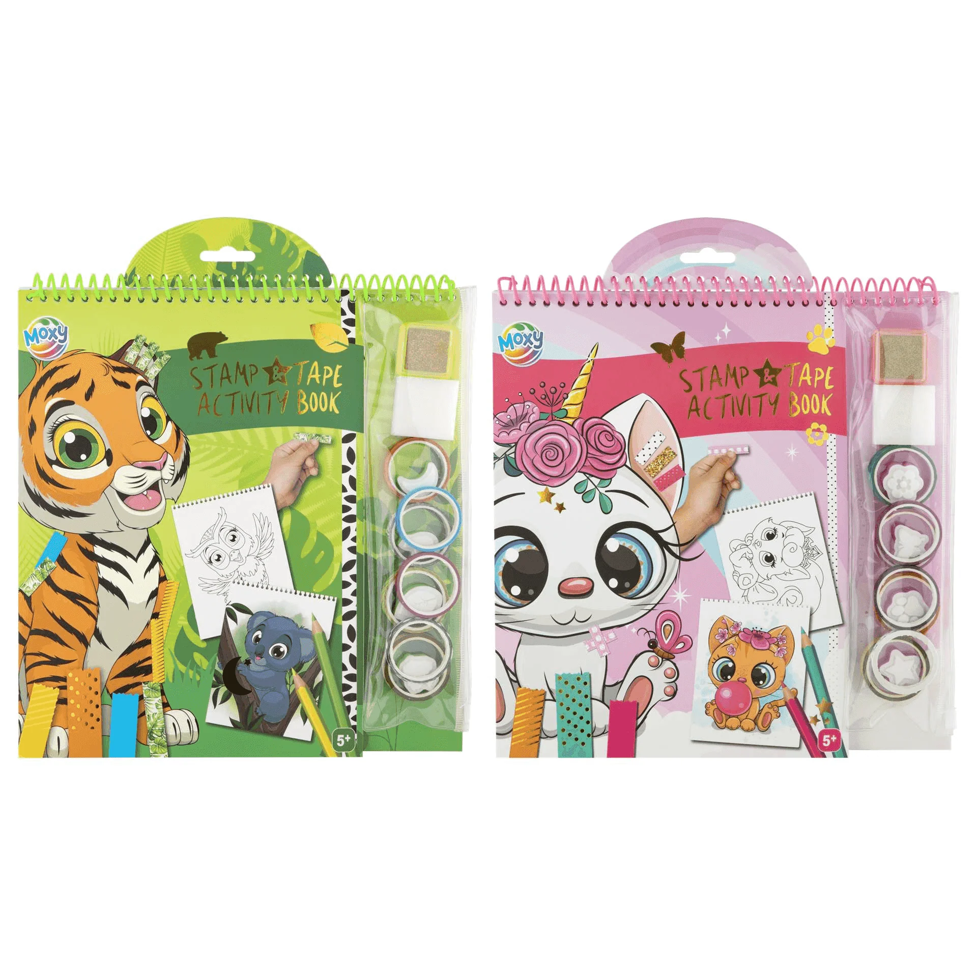 Libro de Actividades Infantil con Sellos y Cintas Washi | Incluye 35 Piezas y 2 Diseños Surtidos