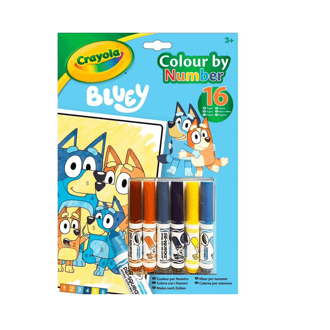 Libro de actividades y colorea los números con Bluey  6 rotuladores