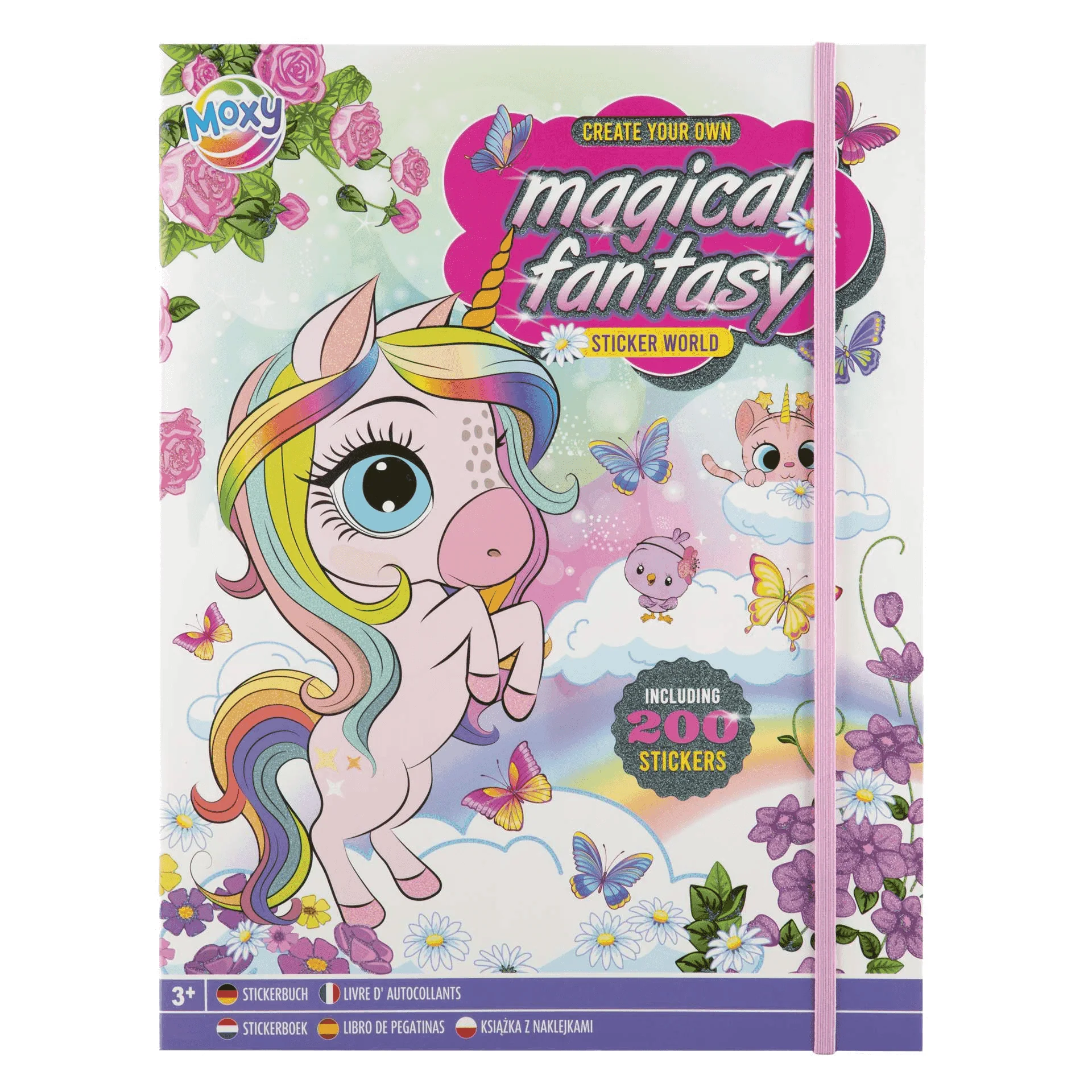 Libro de Pegatinas Mundo Fantasía con 200 Stickers | Unicornios y Escenarios Mágicos para Crear Hist