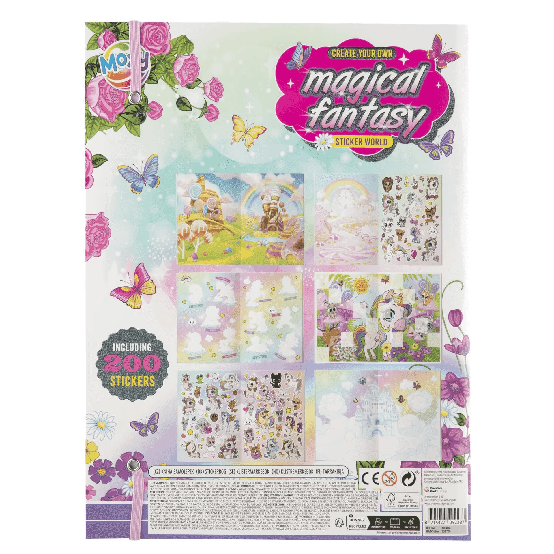 Libro de Pegatinas Mundo Fantasía con 200 Stickers | Unicornios y Escenarios Mágicos para Crear Hist - Image 2