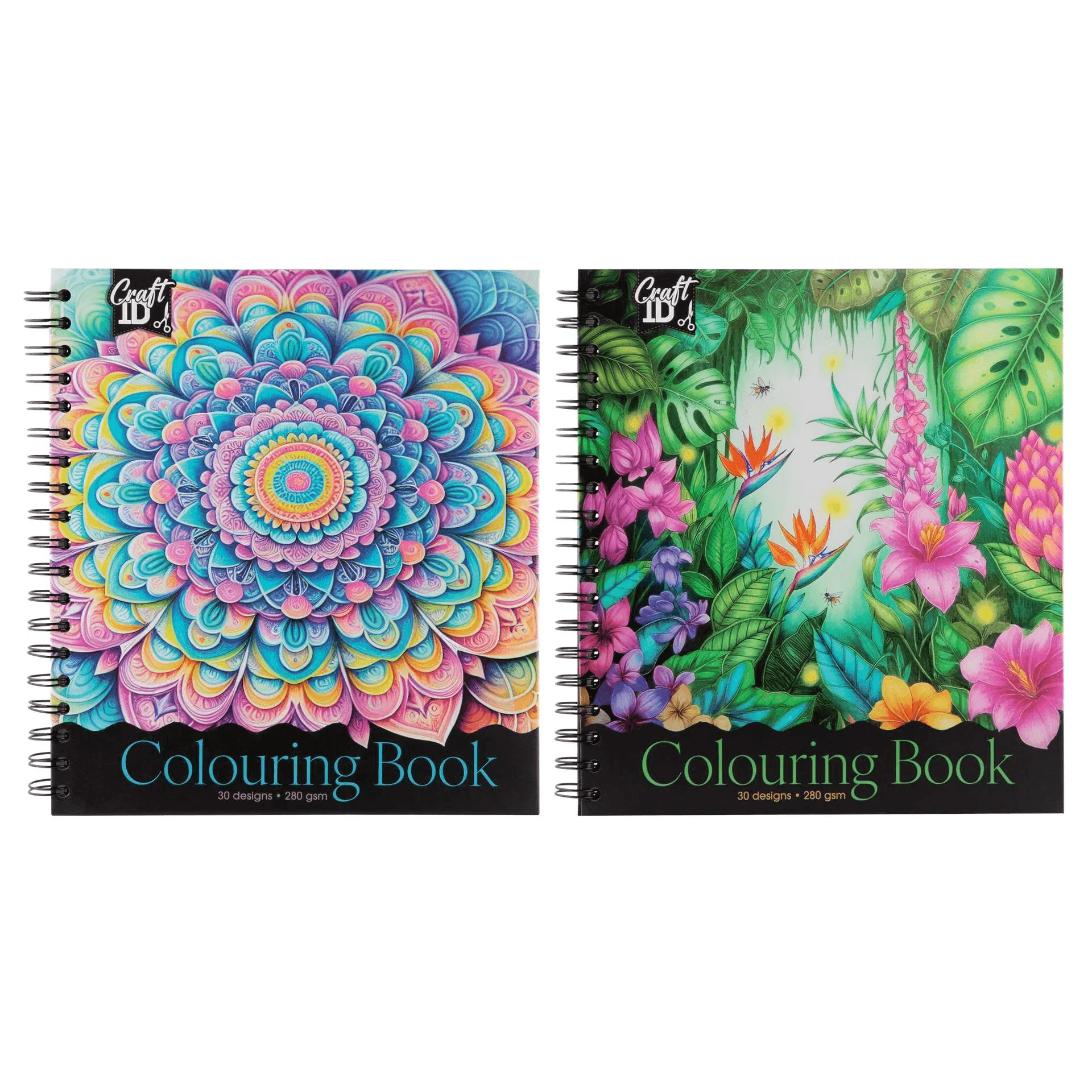 Libro para Colorear Craft ID en Espiral – 30 Diseños en Papel Extra Grueso 280 gsm