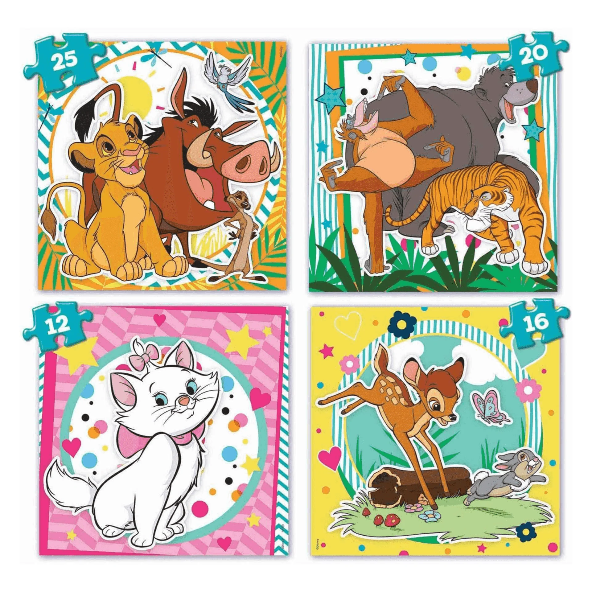 Maleta Progresivos Disney Animals 4 Puzzles 12 16 20 25 Piezas - Image 2