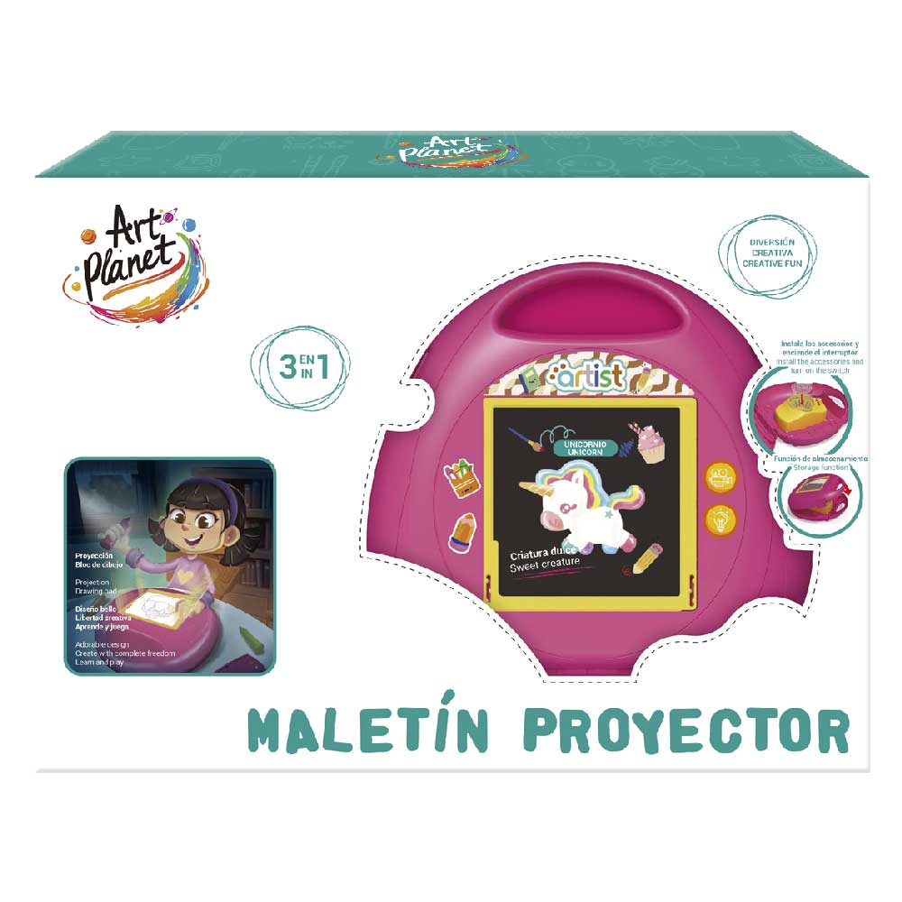 Maletín Proyector Art Planet – Set creativo 3 en 1 con 56 piezas y proyección (3+) - Image 3