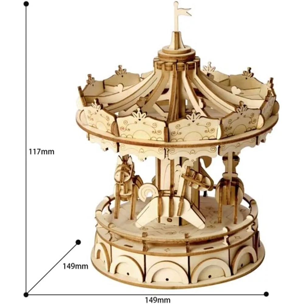 Maqueta Puzzle Carrusel 3D de Madera para Montar - Image 3