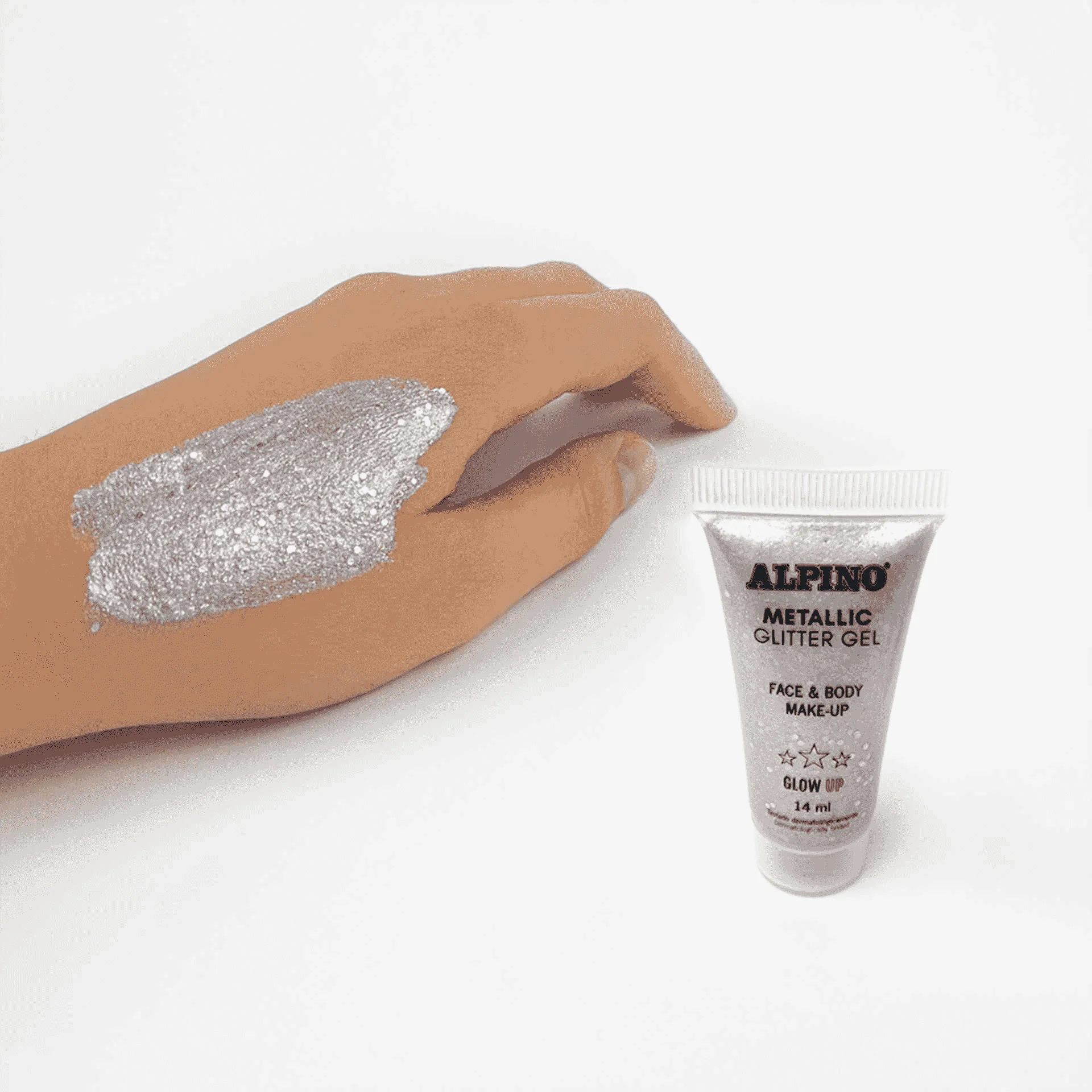 Maquillaje Gel Purpurina Metálico Plata Alpino