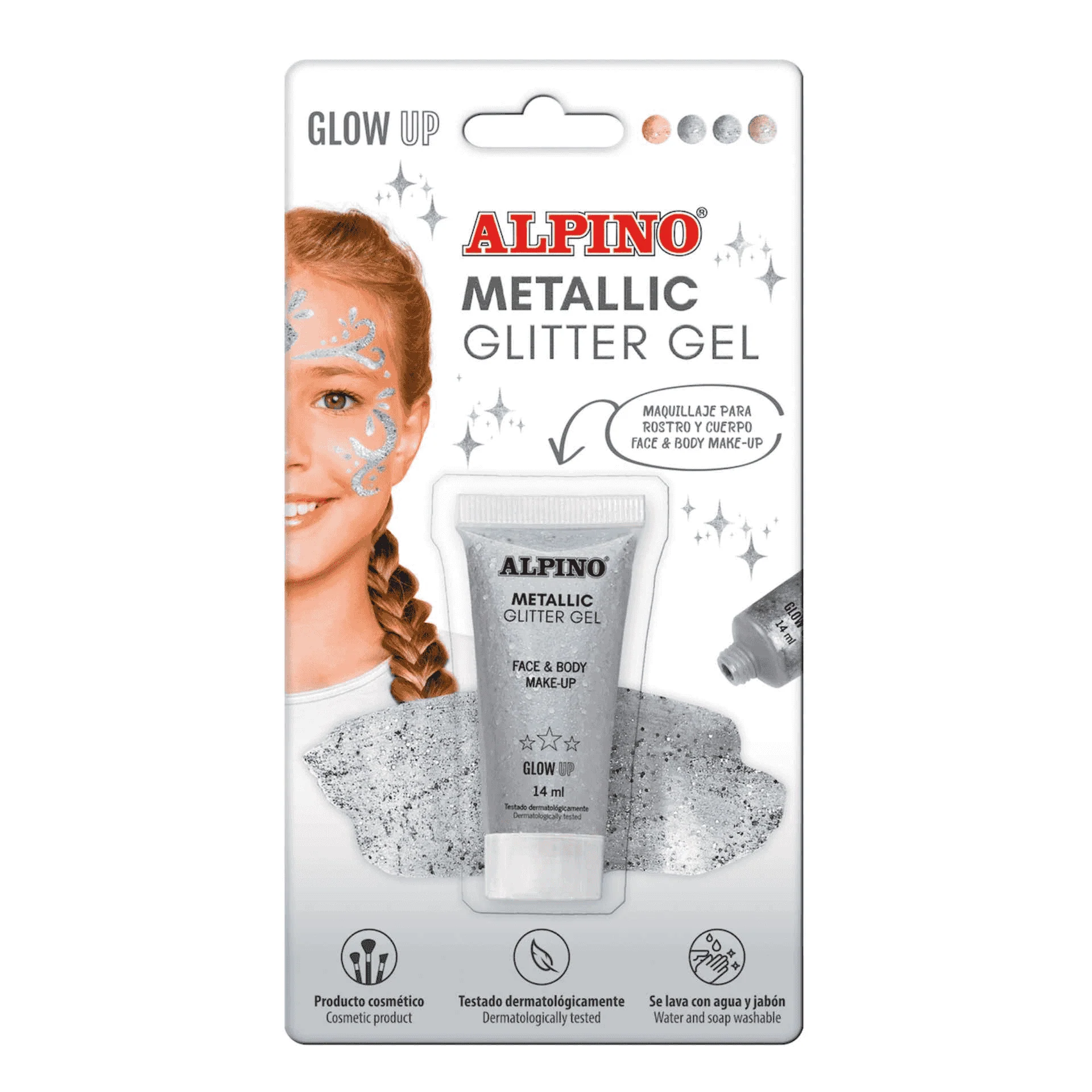 Maquillaje Gel Purpurina Metálico Plata Alpino - Image 3
