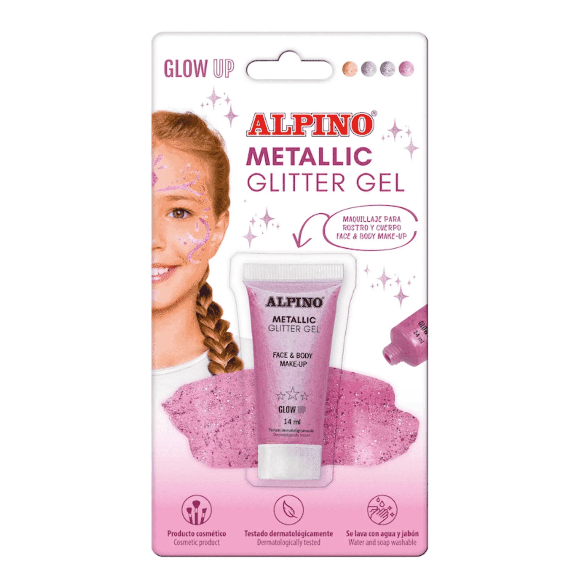 Maquillaje Gel Purpurina Metálico Rosa Alpino - Image 2