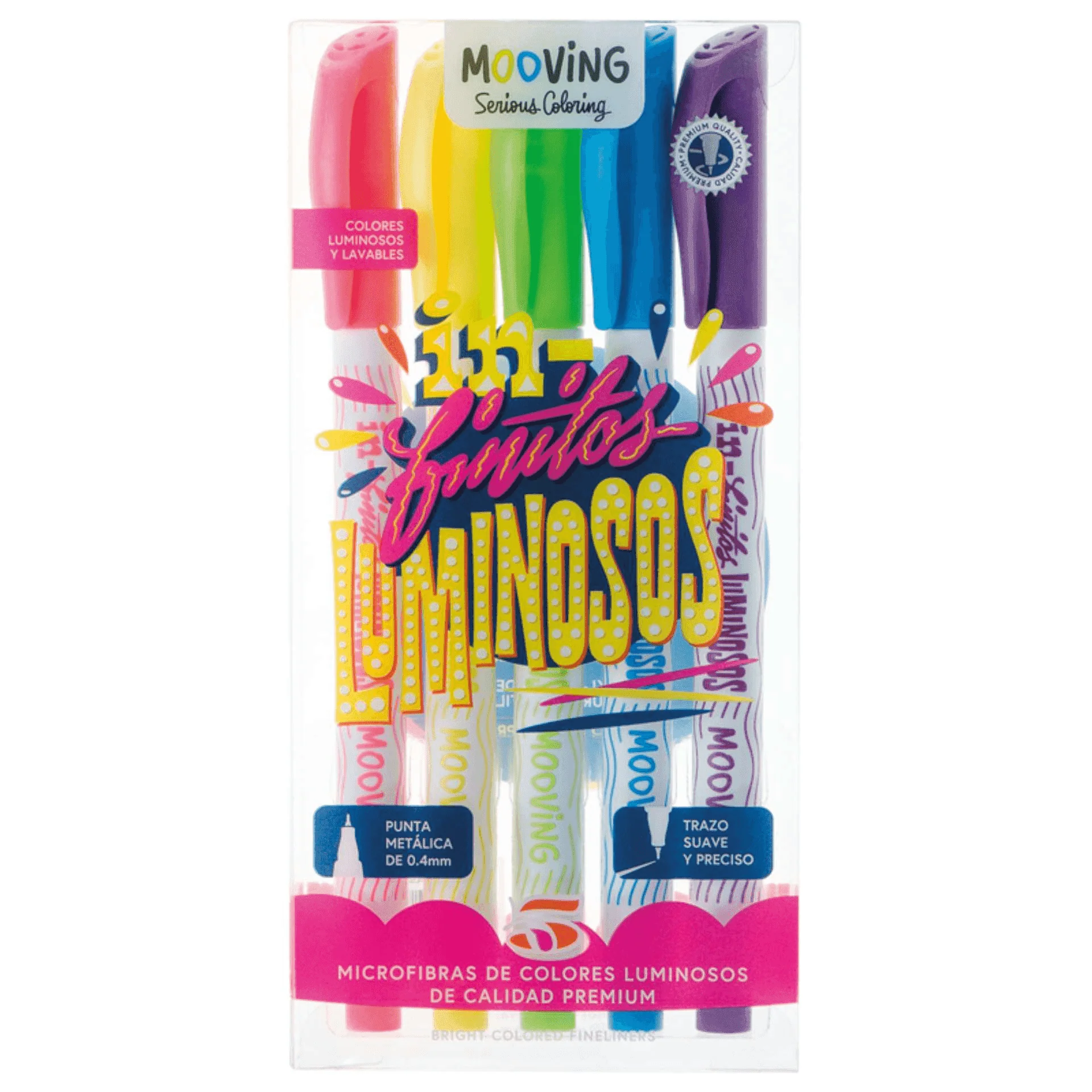 Marcadores de Microfibras Mooving Infinitos Luminosos x5