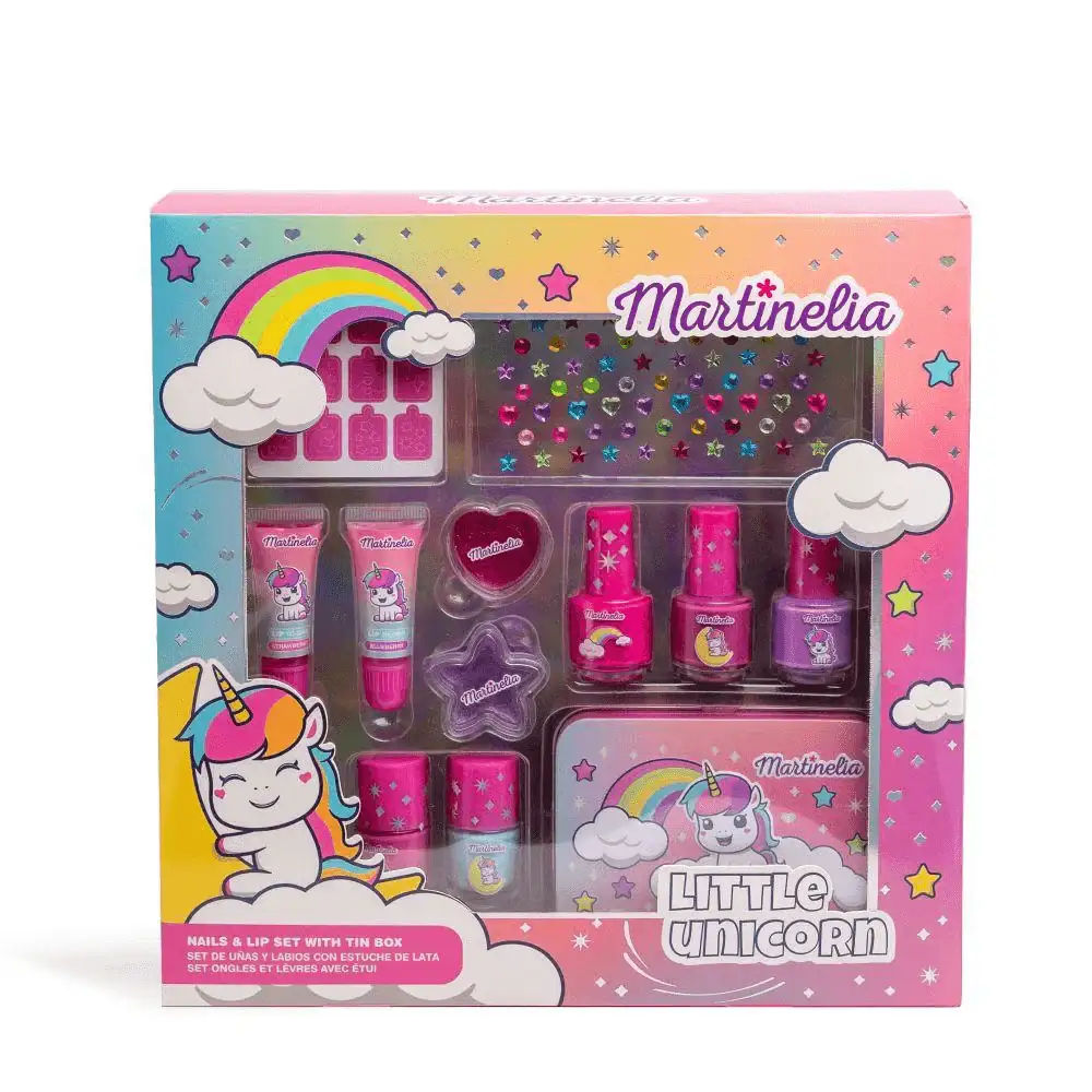 Martinelia Set de Uñas y Labios Little Unicorn – Estuche de lata reutilizable