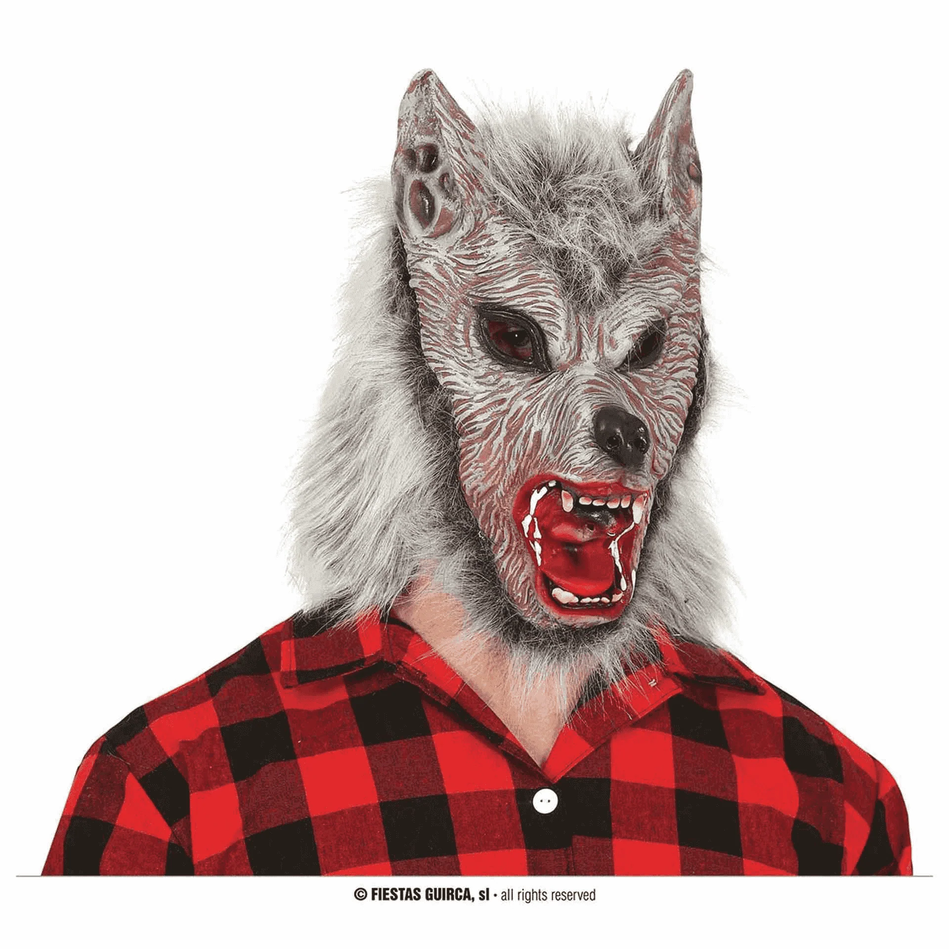 Máscara Lobo de Látex con Pelo Sintético - Image 3
