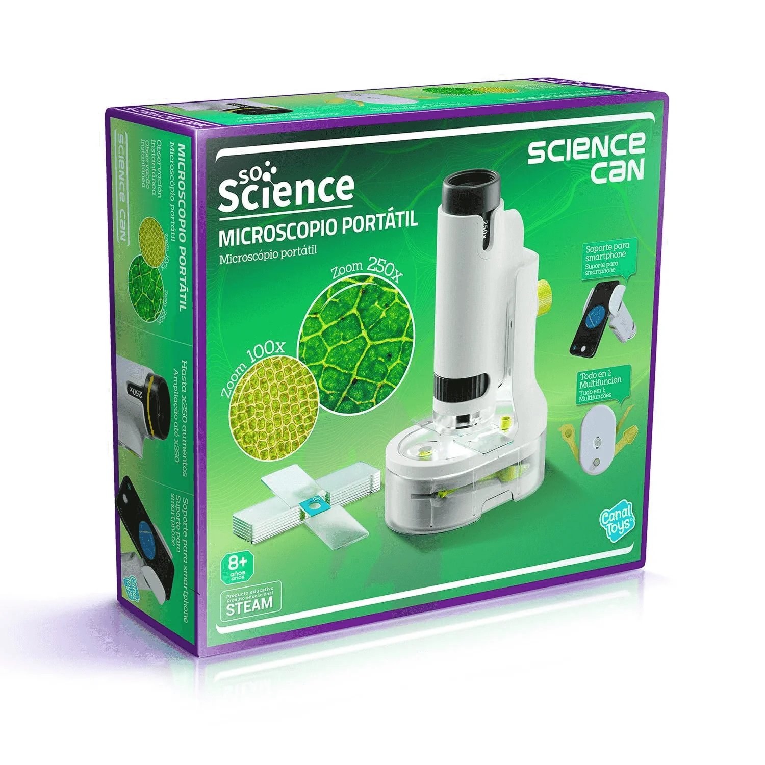 Microscopio Portátil Infantil So Science Canal Toys – Zoom 250x con Accesorios