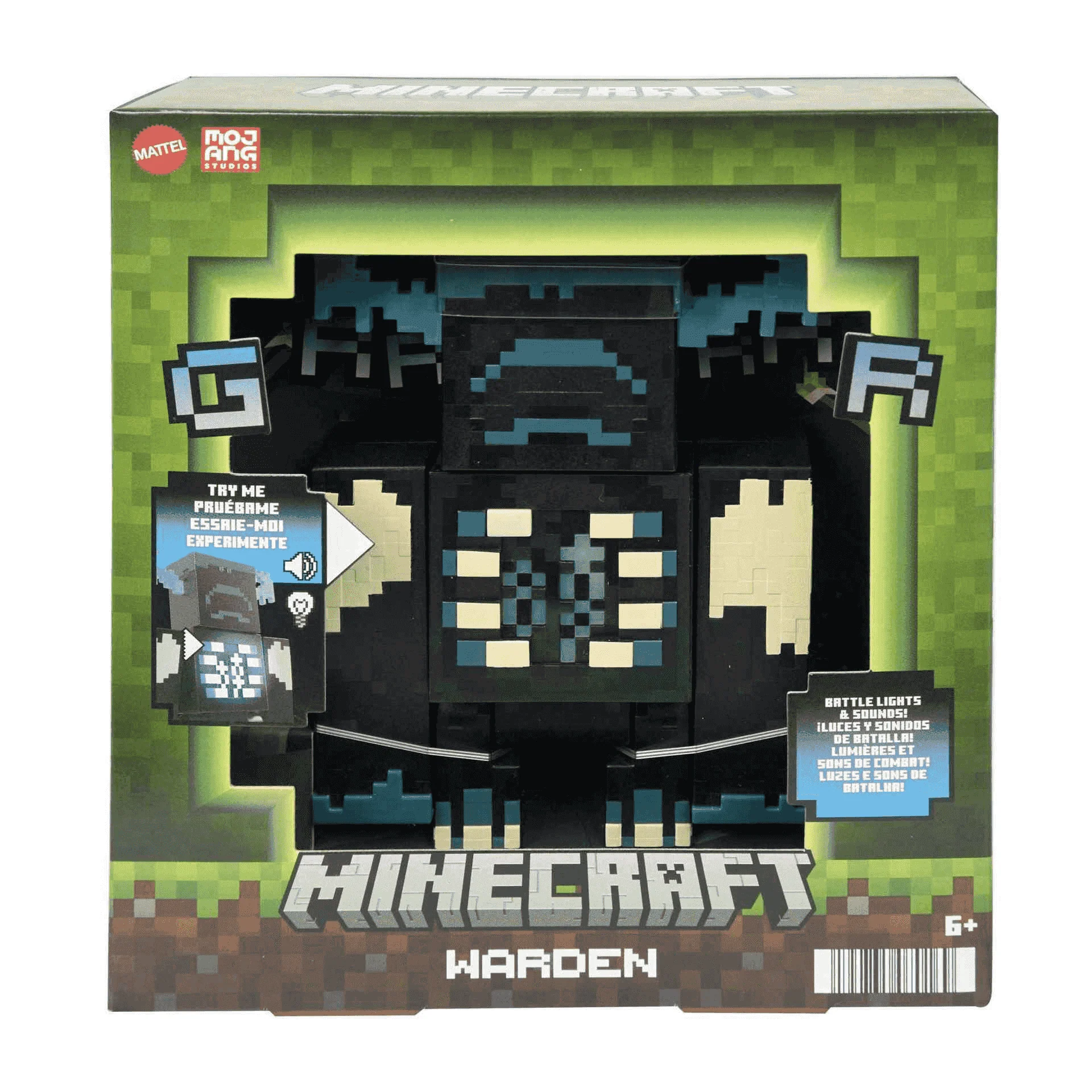 Minecraft Warden Figura de acción deluxe grande con luces y sonidos juguete 3 años (Mattel HHK89) - Image 2